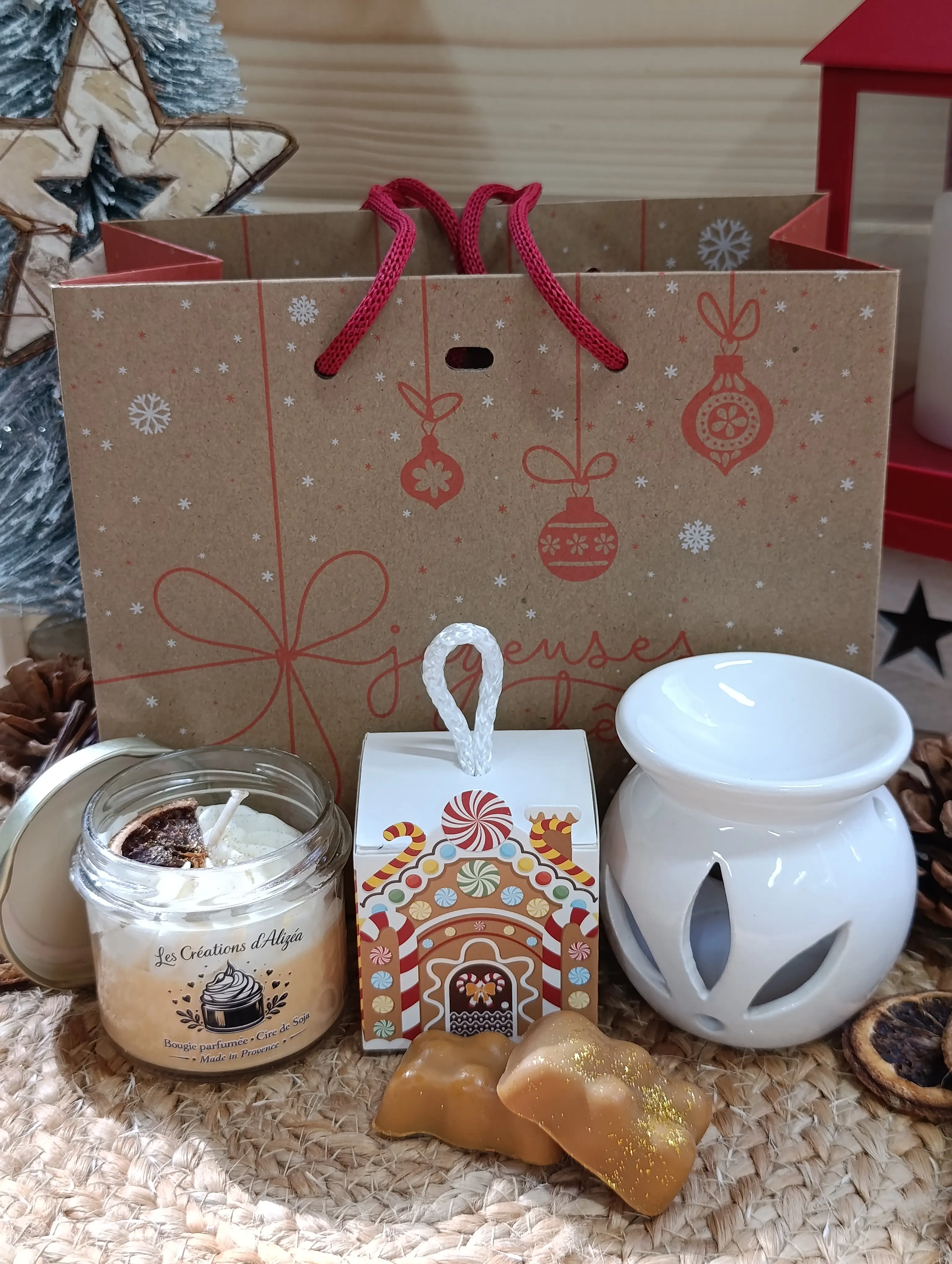 Christmas gift set: wax melt burner + candle