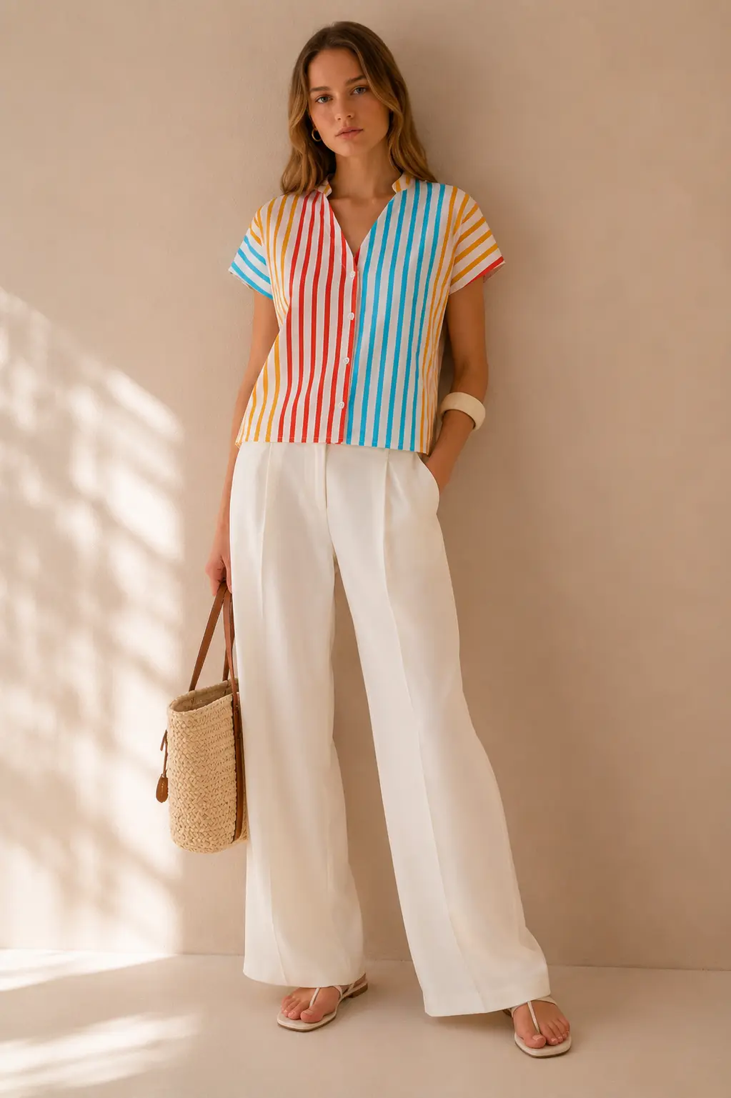 Camisa capri a rayas multicolor - LISON