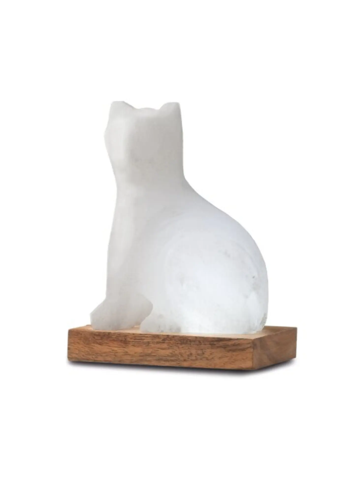 Himalaya Salt Dreams, USB-Salzlampe Katze, White Line, mit Holzsockel, 42071, 13 cm hoch