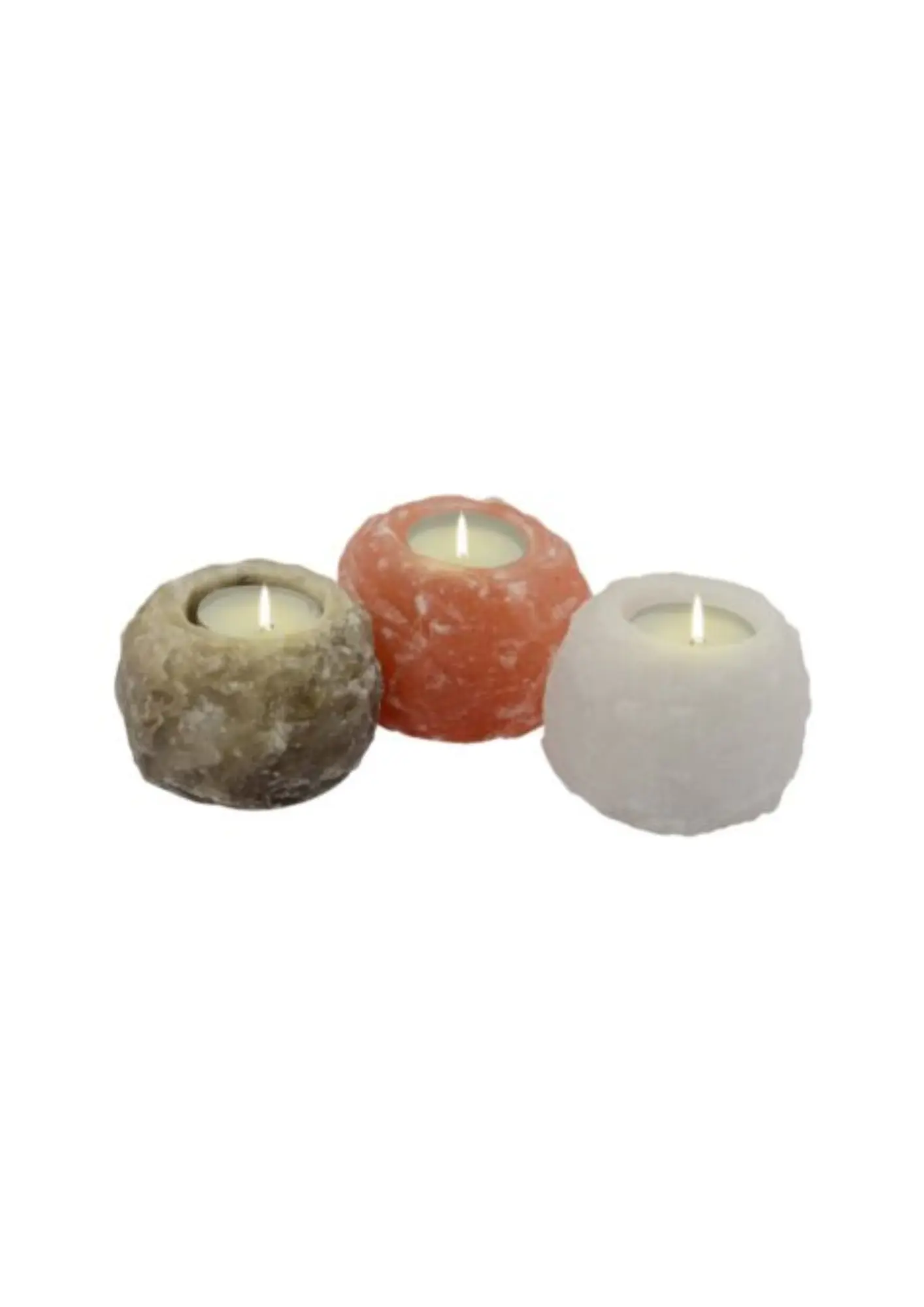 Himalaya Salt Dreams, Set mit Salzkristall-Wachshaltern ROCK-TRIO, Orange, Weiß und Grau, 60024