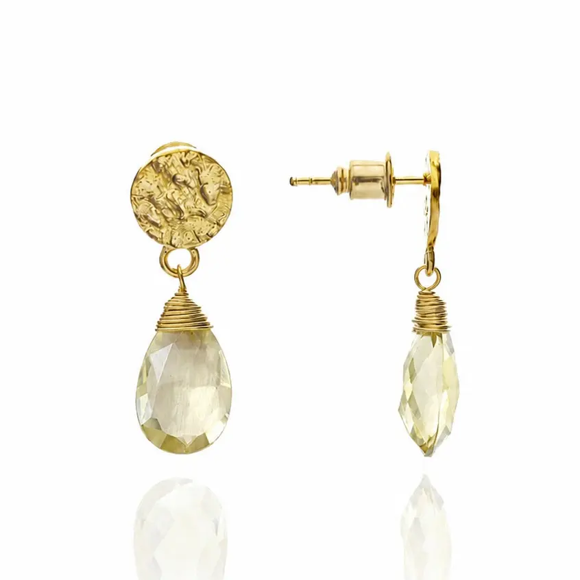 Athena Large Drop Earrings: Lemon Quartz