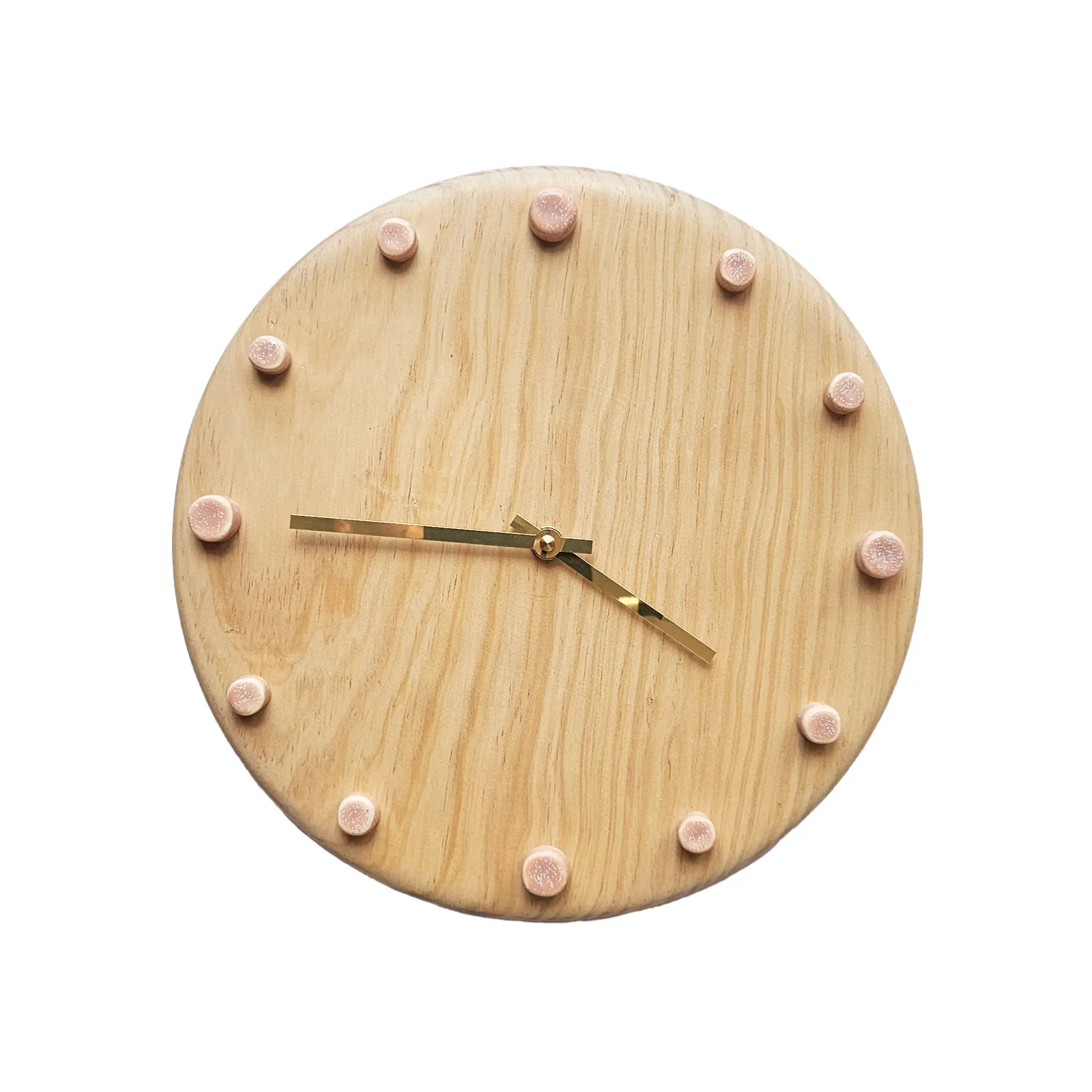 Wood & Ceramic Handmade Wall Clock | ⌀29 Pink