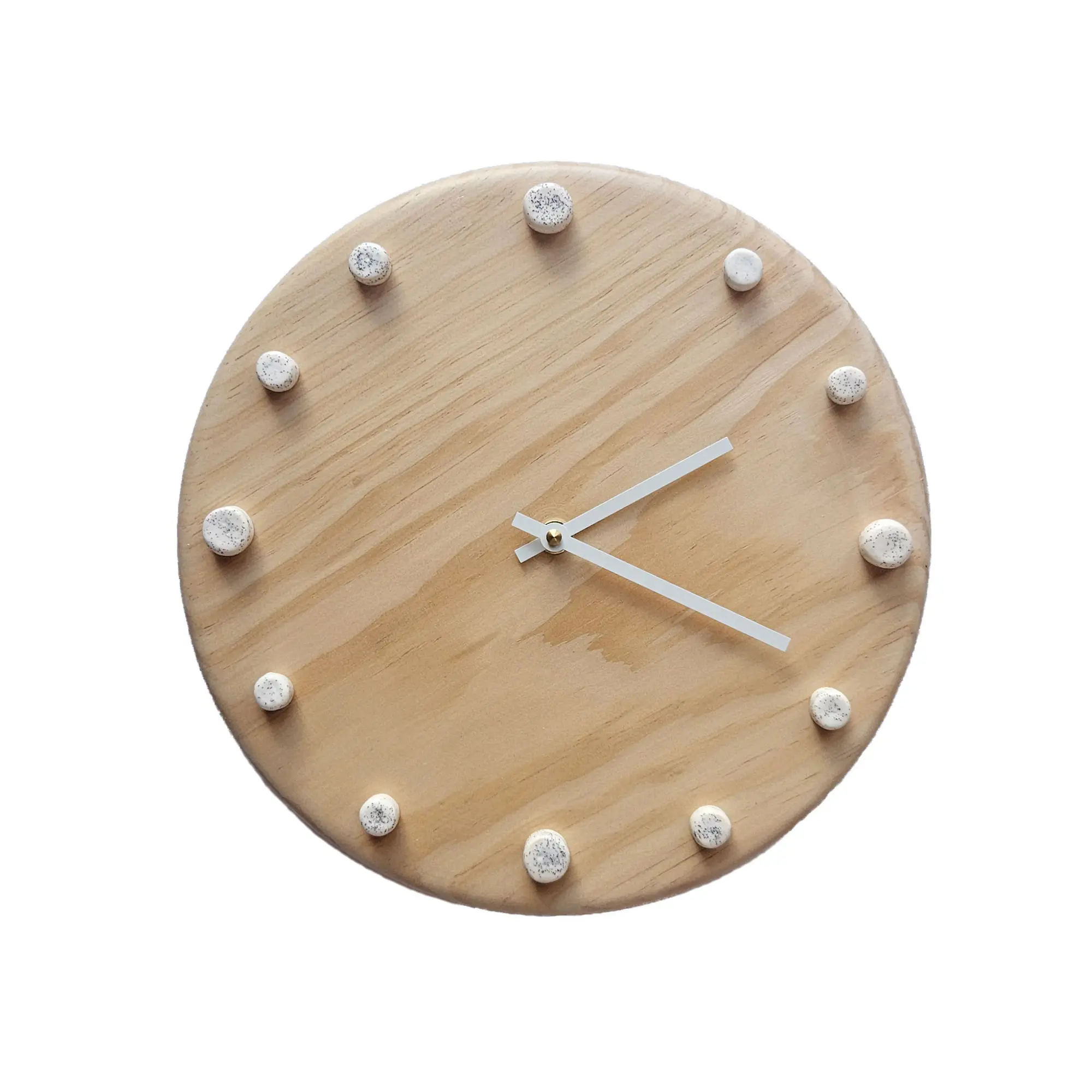 Wood & Ceramic Handmade Wall Clock | ⌀29 White
