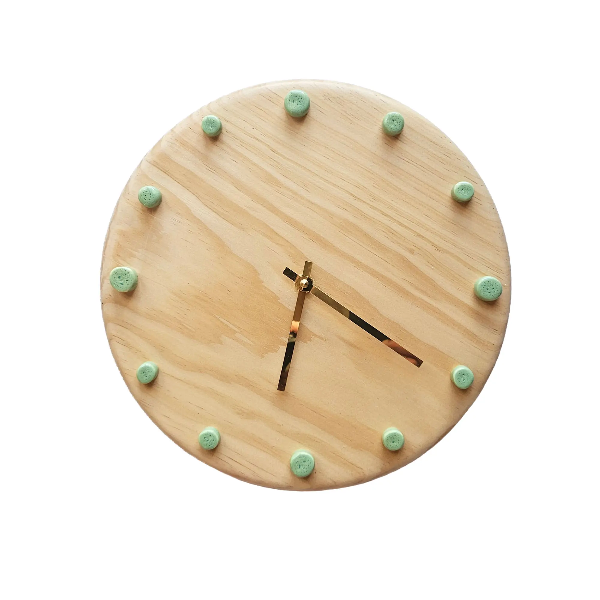Wooden Wall Clock with Handcrafted Ceramics | ⌀29 Mint