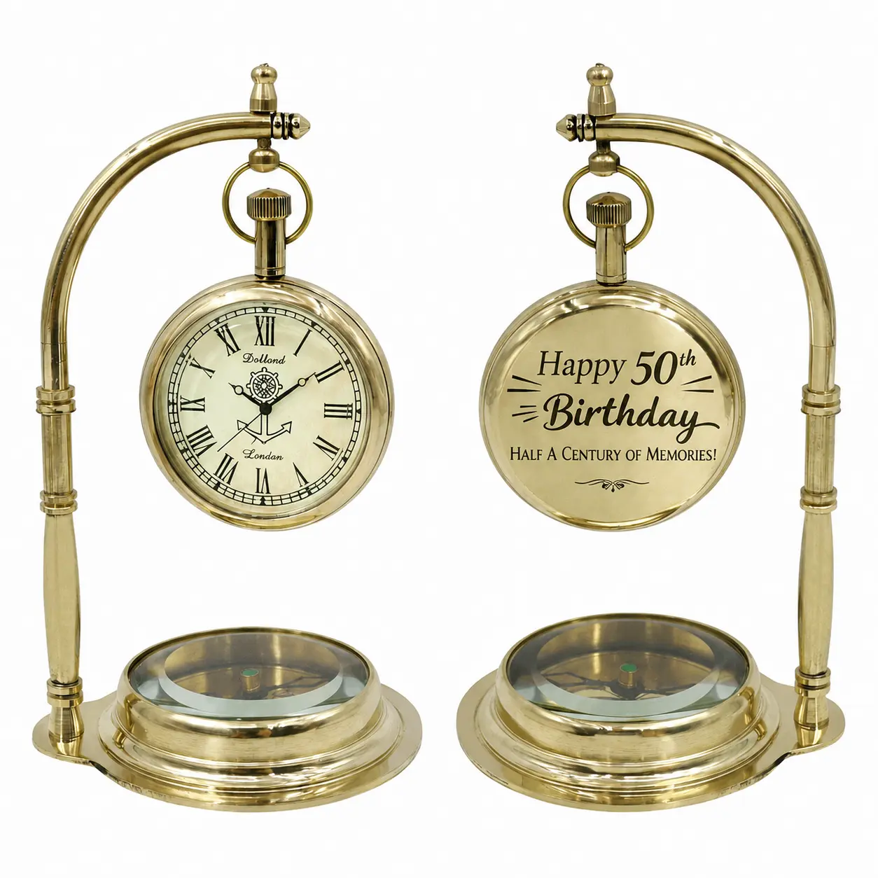 Personalized 50th Birthday Rotating Balance Desk Clock For Dad – Father's Day Gift