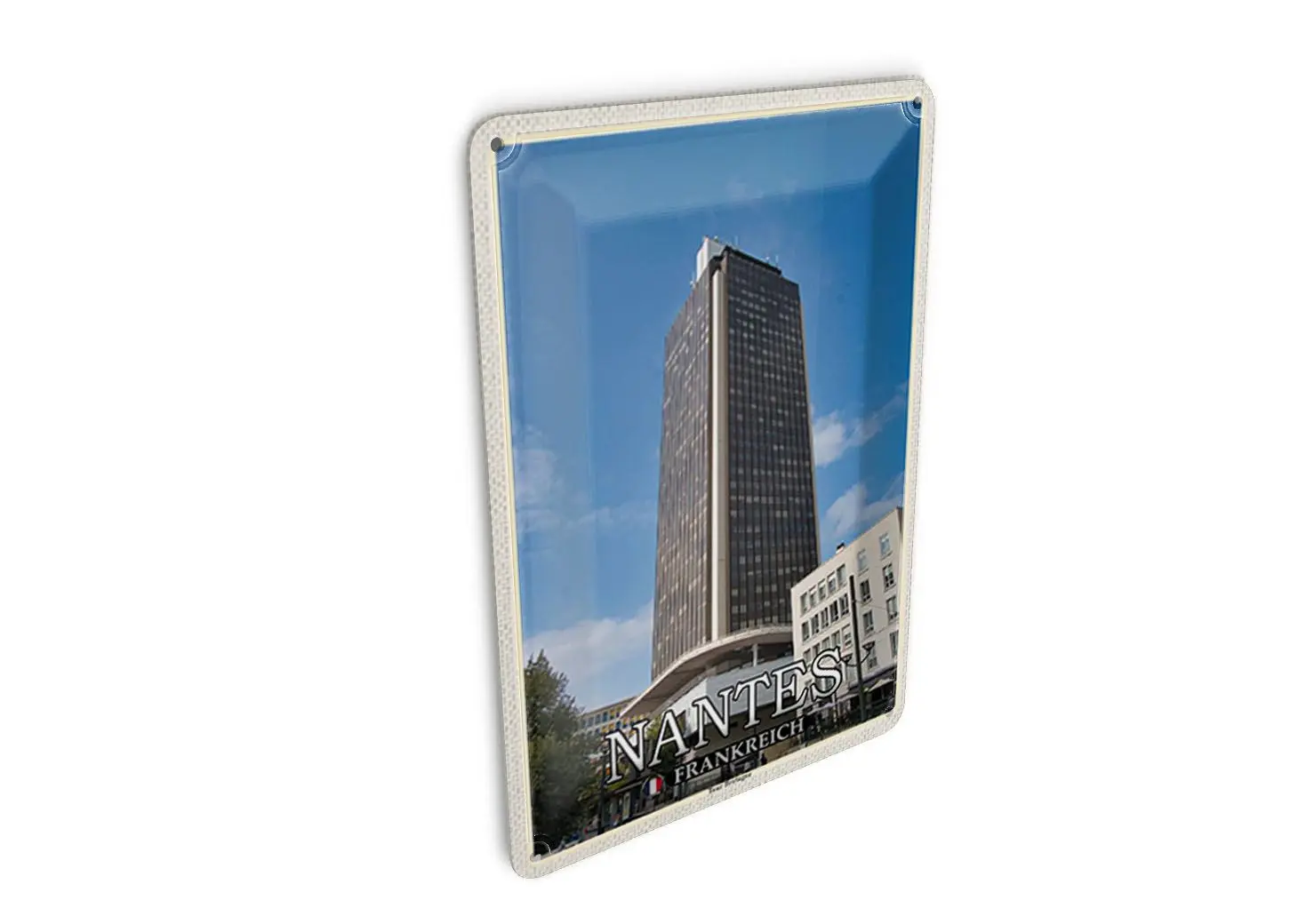 Tin postcard, travel, 10x14 cm, Nantes, France, Brittany tour, sign