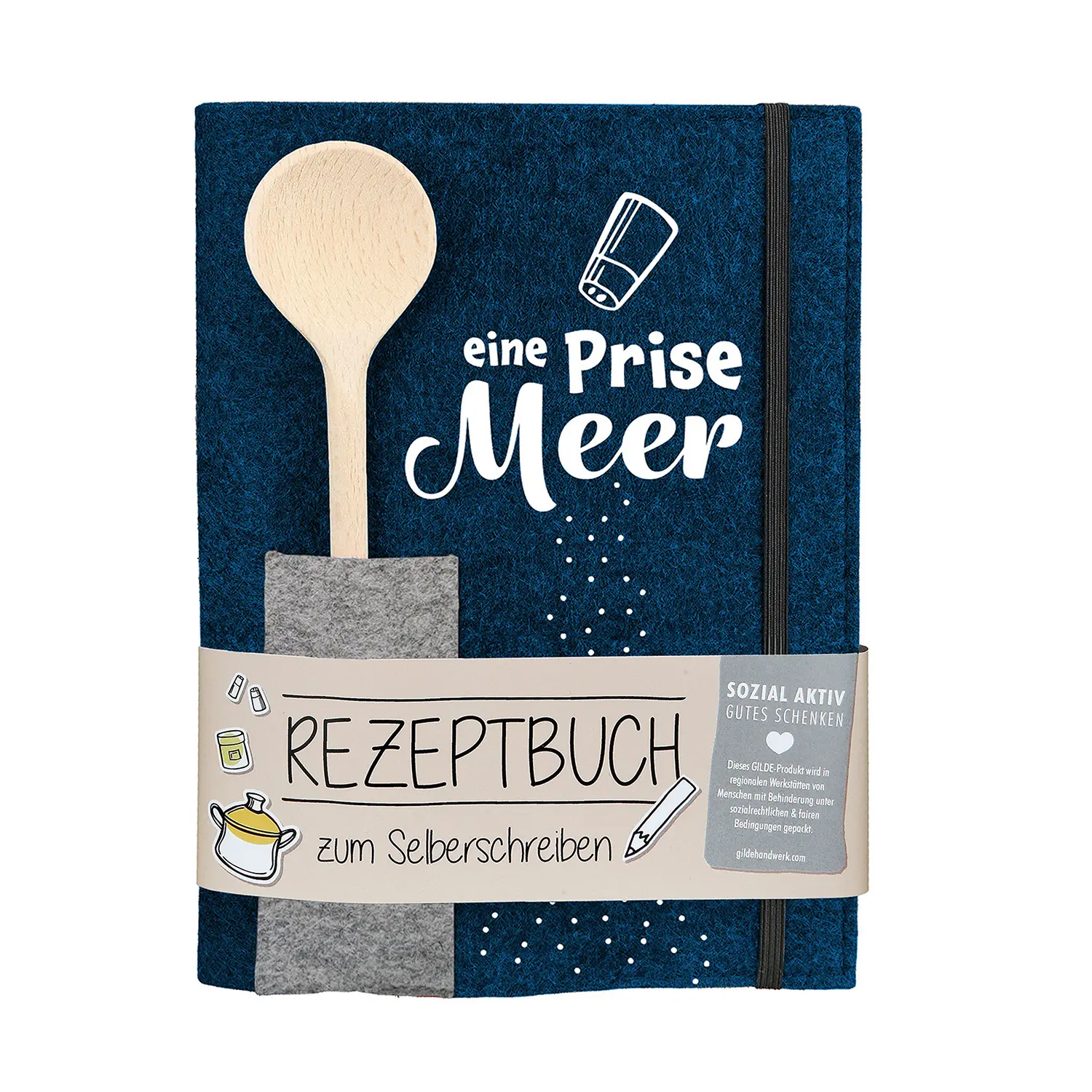 Rectangular cookbook, a pinch of sea, dark blue, H. 22 cm