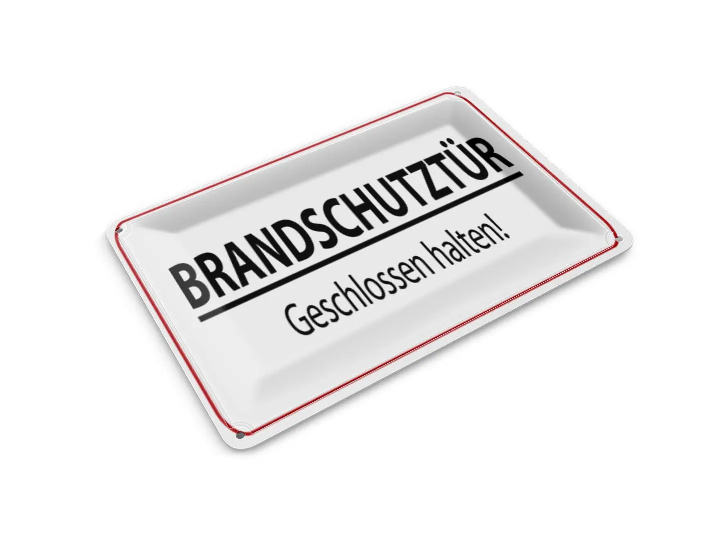 Tin postcard with saying, 10x14 cm, fire door sign