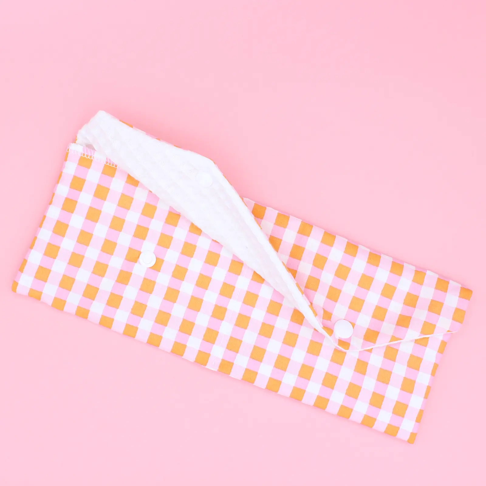 Maxi pochette à savon - vichy - rose - orange