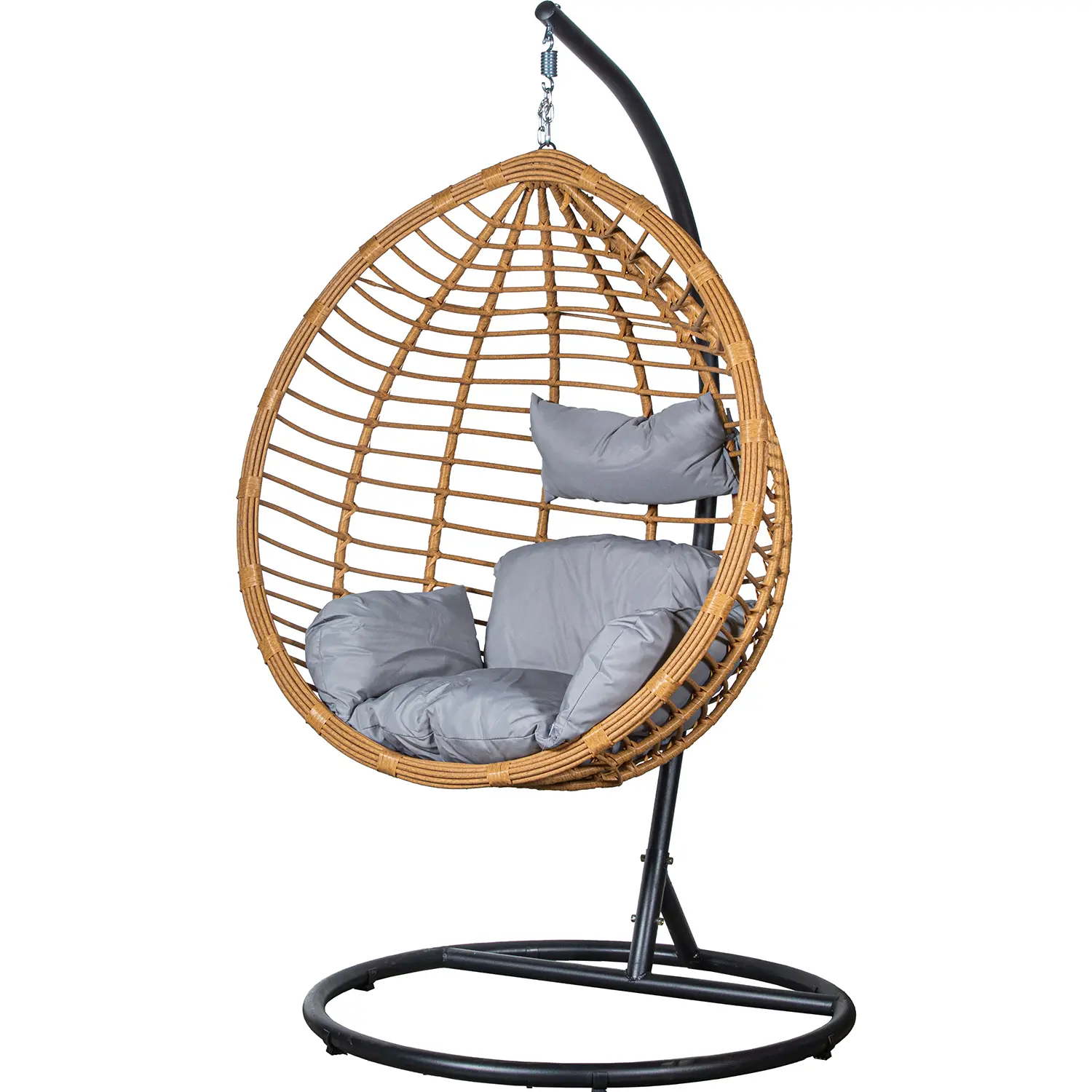 Sillon Colgante Ratan Artif/Metal Nat/Neg +91121+91122+91225 117X106X198cm Cest.117X75X118