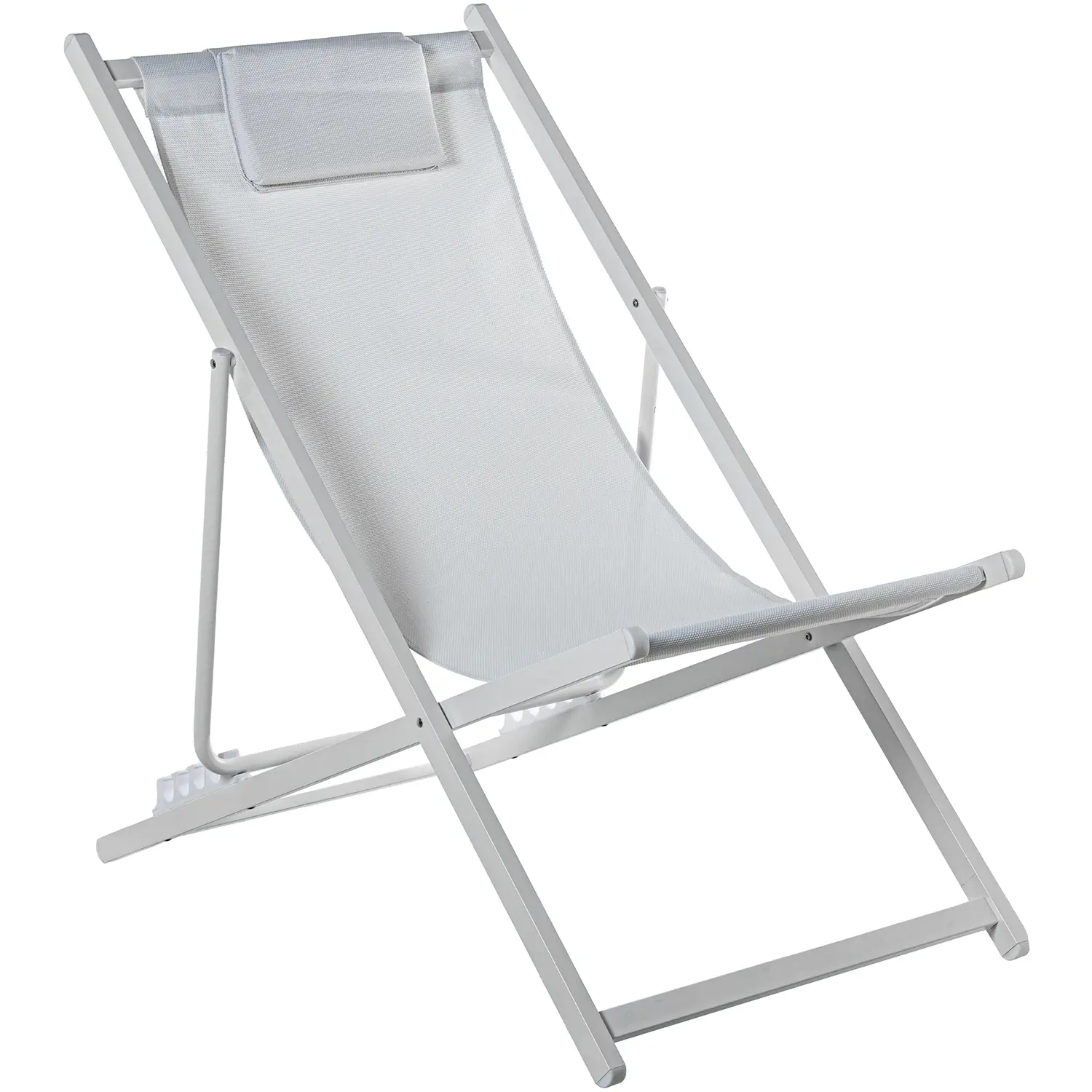 Hamaca Plegable Aluminio/Textileno Blanco, 5 Posiciones 61X96/103X92/82cm