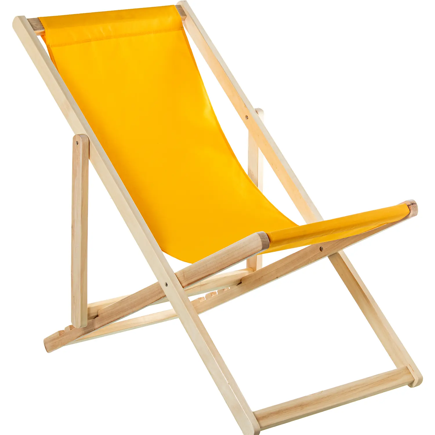 Hamaca Madera Plegable Tela Amarilla 4 Posiciones 57,5X92/102,5X88,5/72cm