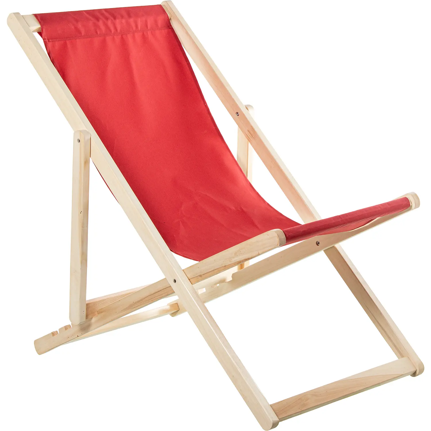 Hamac pliable en bois avec tissu rouge, 4 positions, 57,5 ​​x 92 / 102,5 x 88,5 / 72 cm
