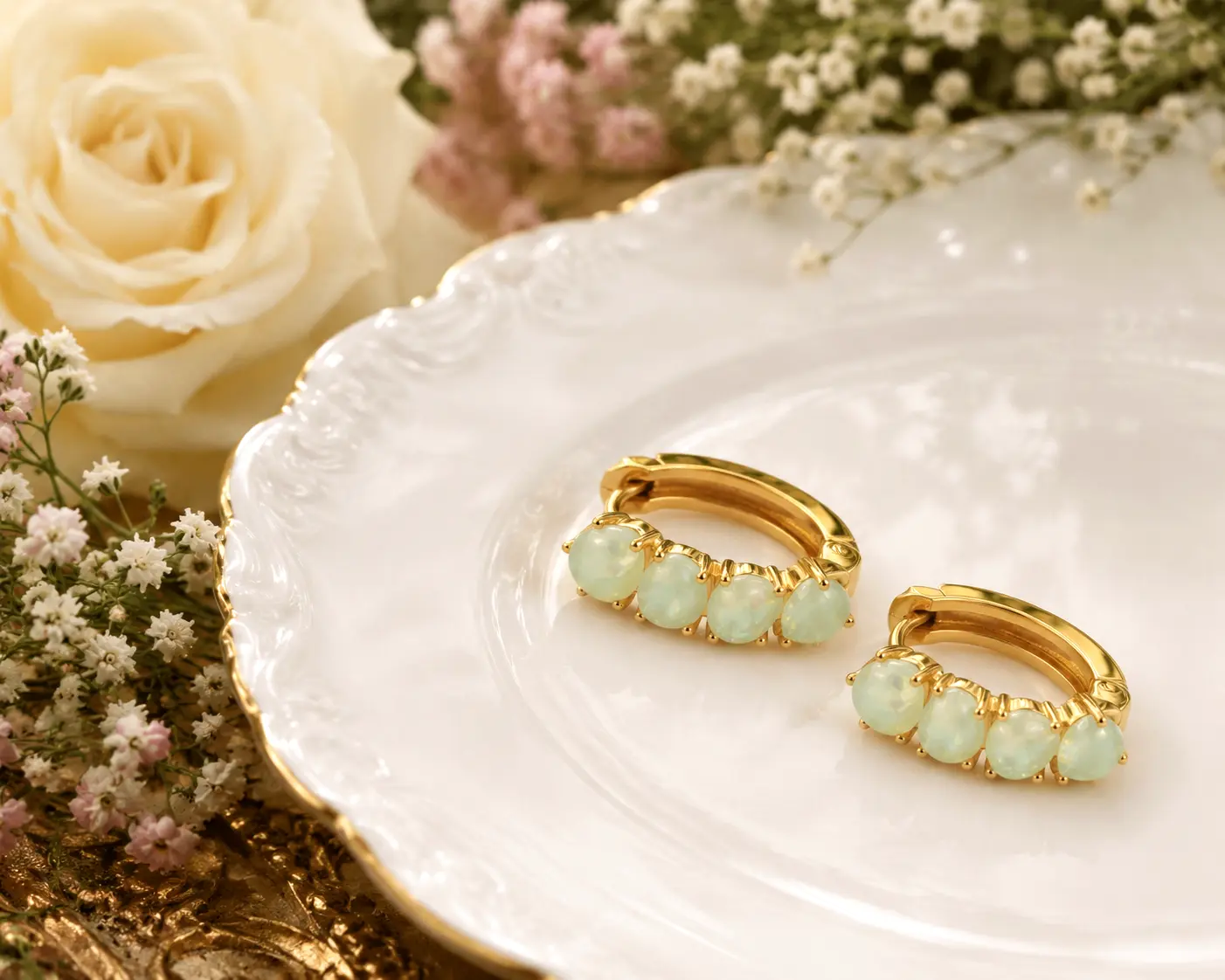 Elegant Hoop Earrings with Synthetic Cubic Zirconia
