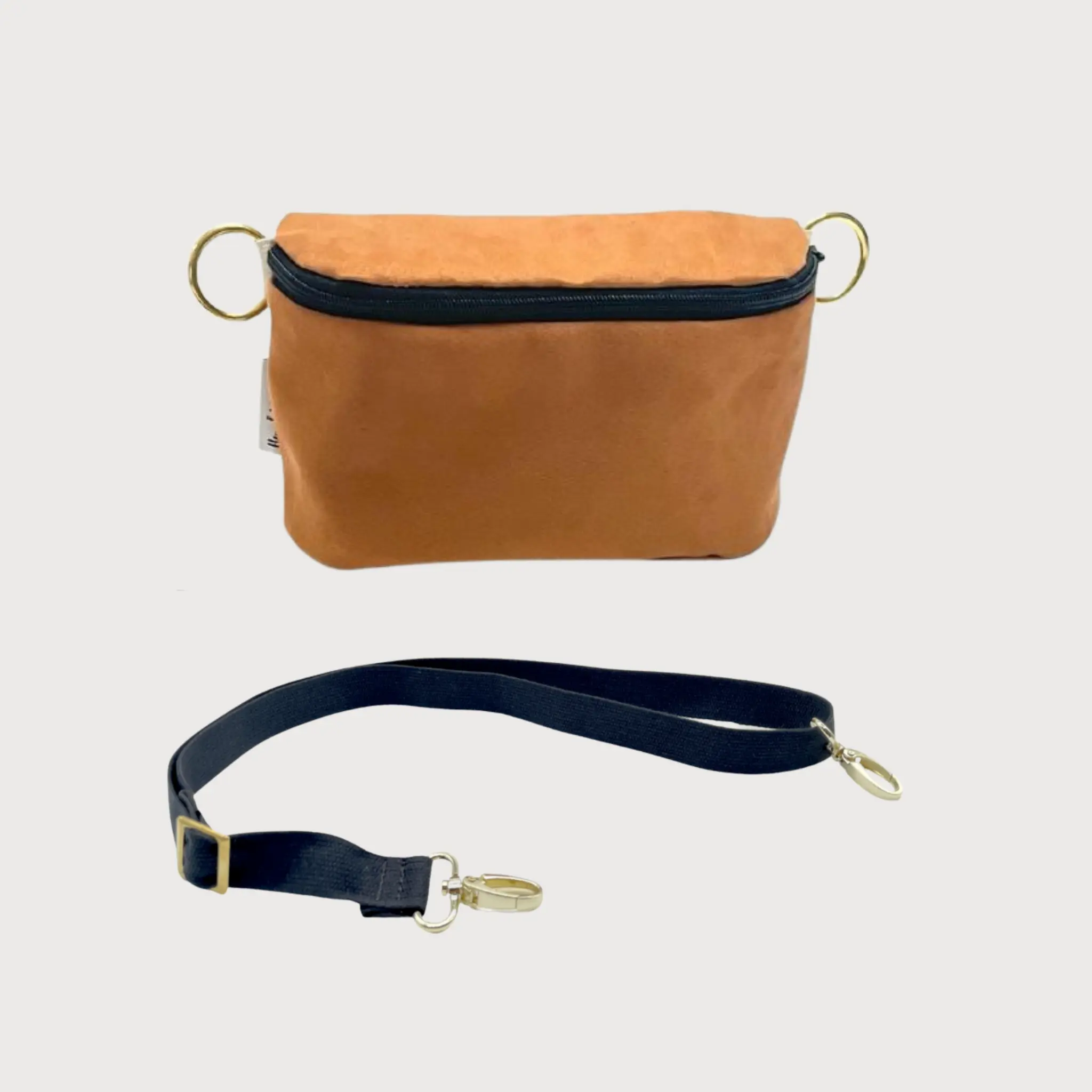 Sac banane couleur cognac avec bandoulière interchangeable