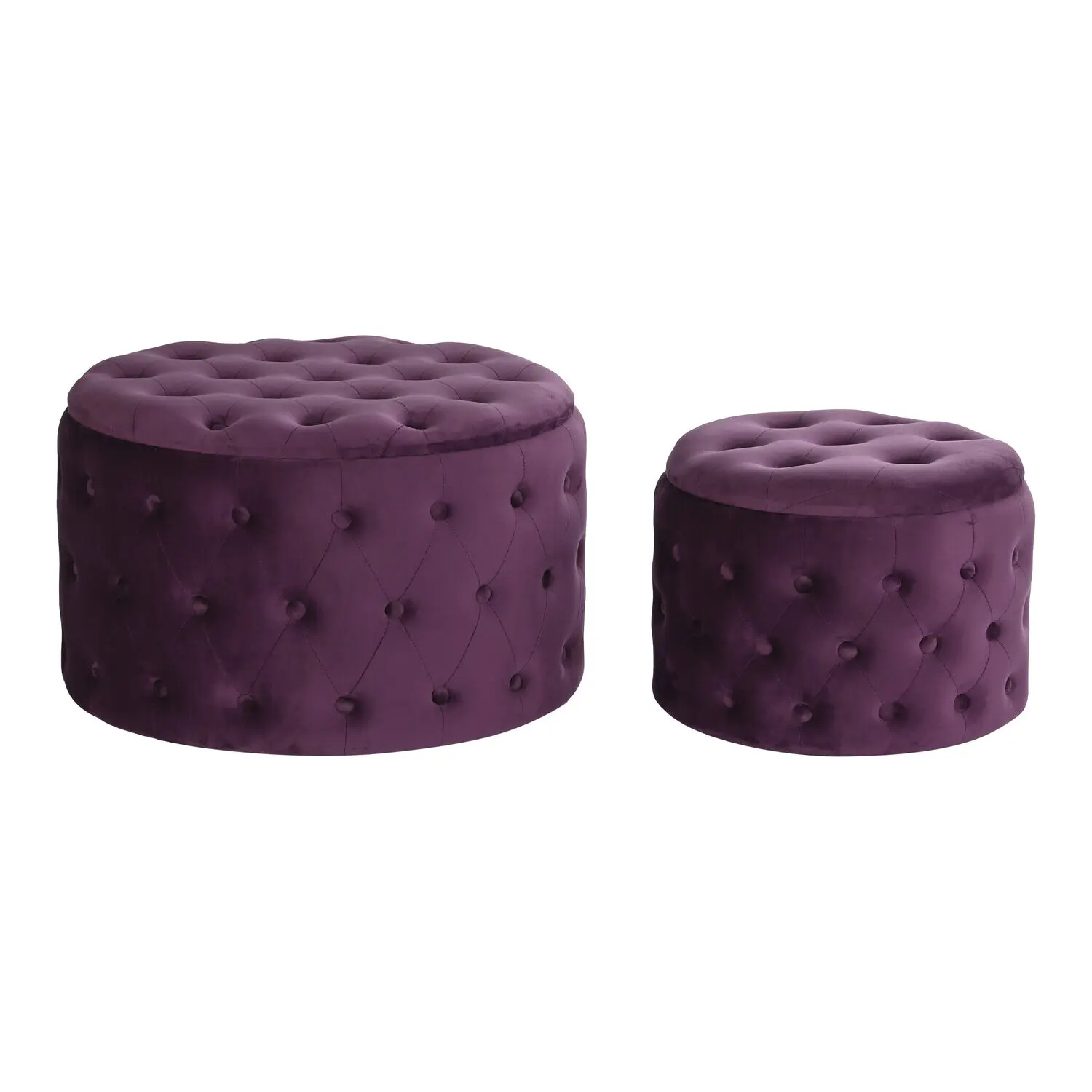 Footrest set 2 polyester mdf 70x70x42 capitone