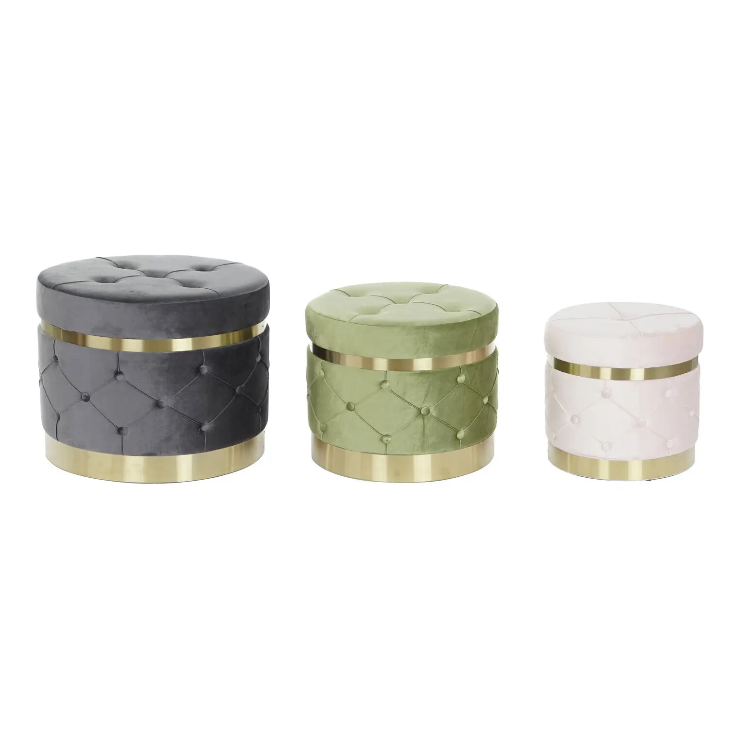 Footrest set 3 polyester mdf 60x60x47 velvet