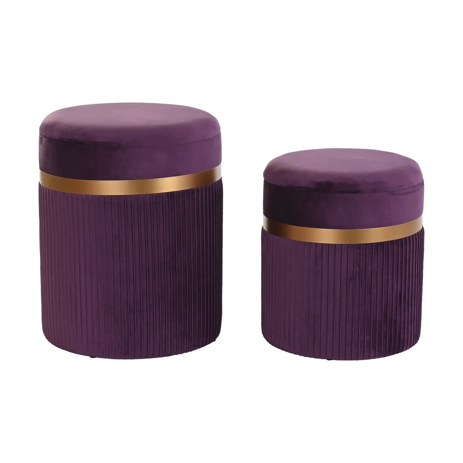 Footrest set 2 polyester mdf 39x39x49 velvet