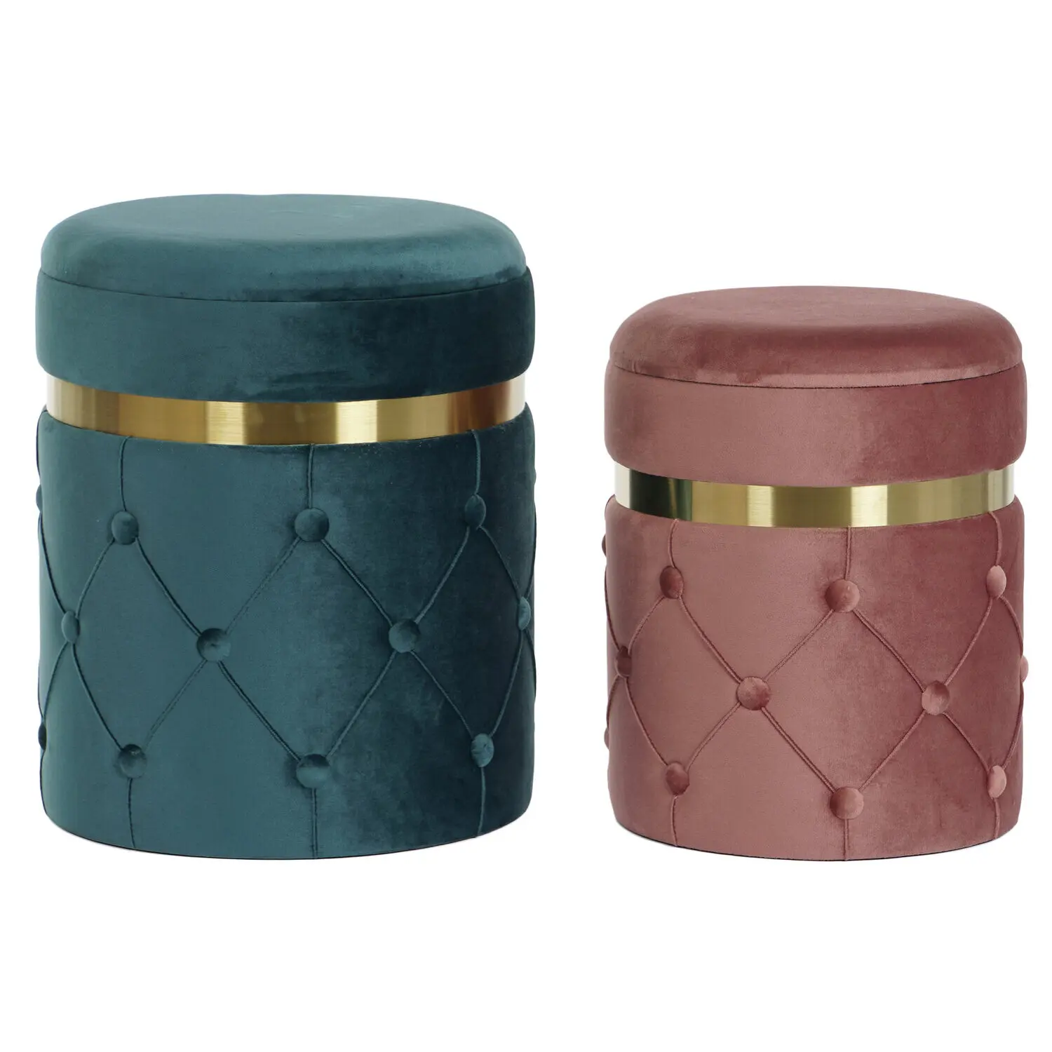 Footstool set 2 polyester mdf 36x36x44 cover