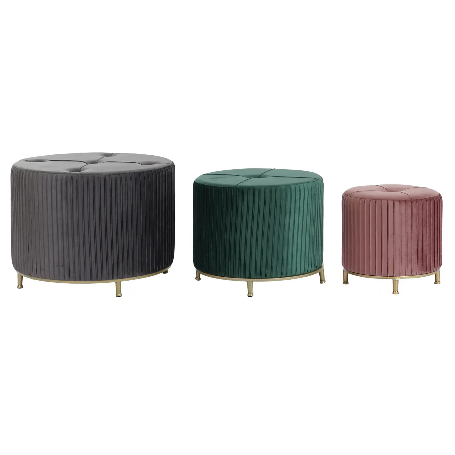 Footstool set 3 polyester mdf 60x60x45 velvet