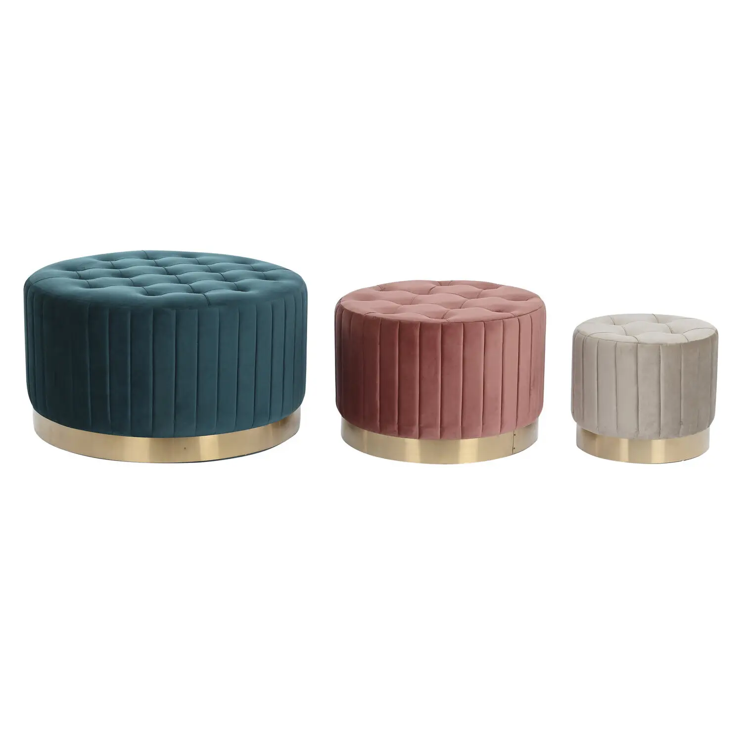 Footrest set 3 polyester metal 80x80x45