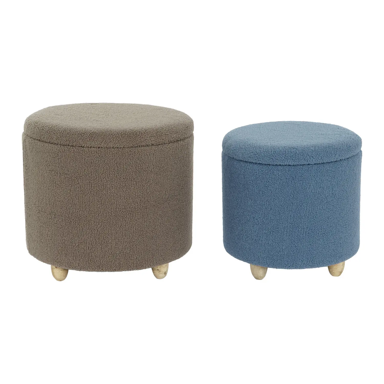 Footrest set 2 polyester wood 50x50x45