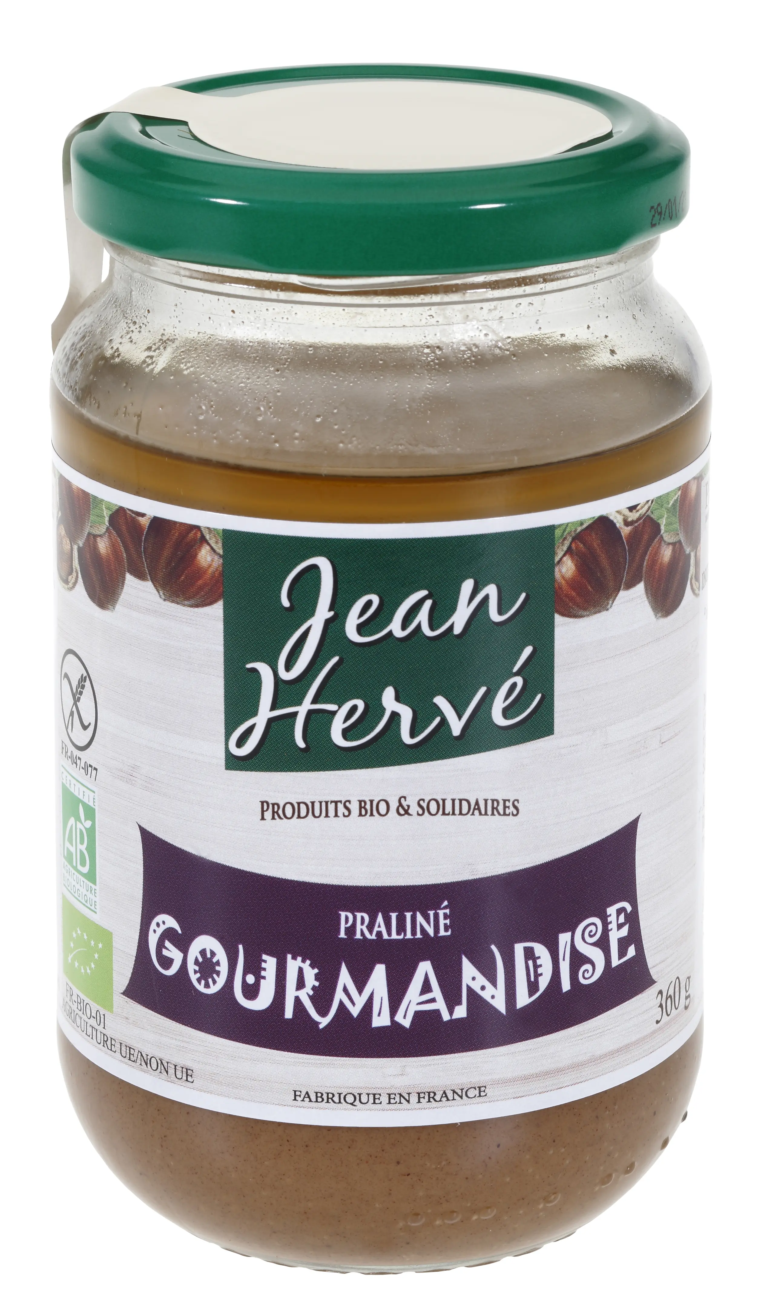 Organic hazelnut praline with brown cane sugar - 360g glass jar