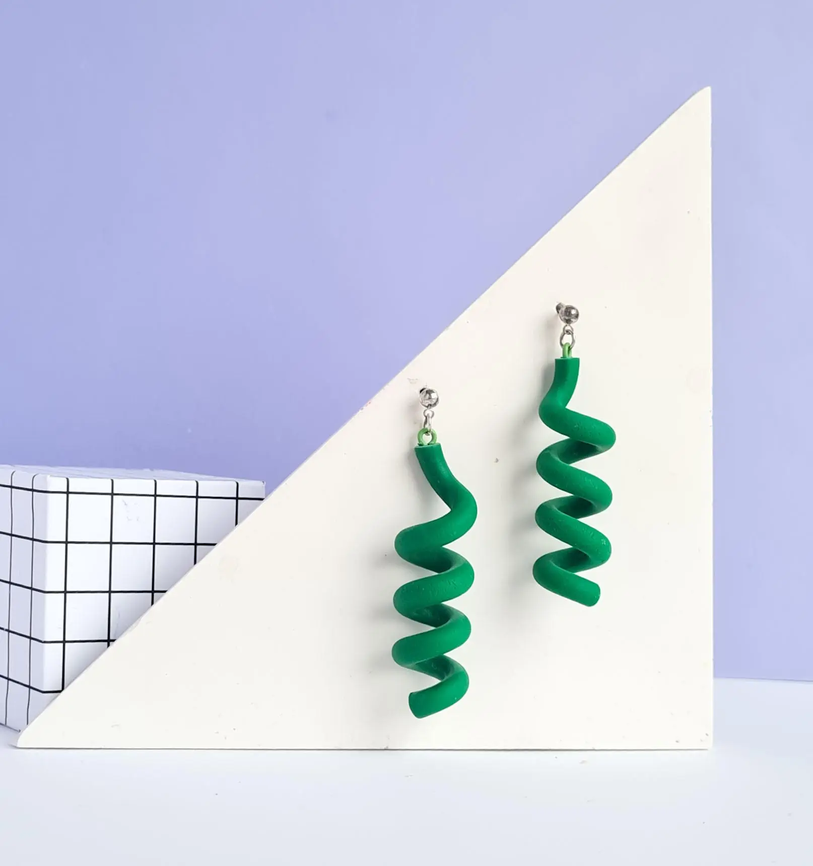 Colorblock Spiral Polymer Clay Earrings: Fun Statement Jewelry
