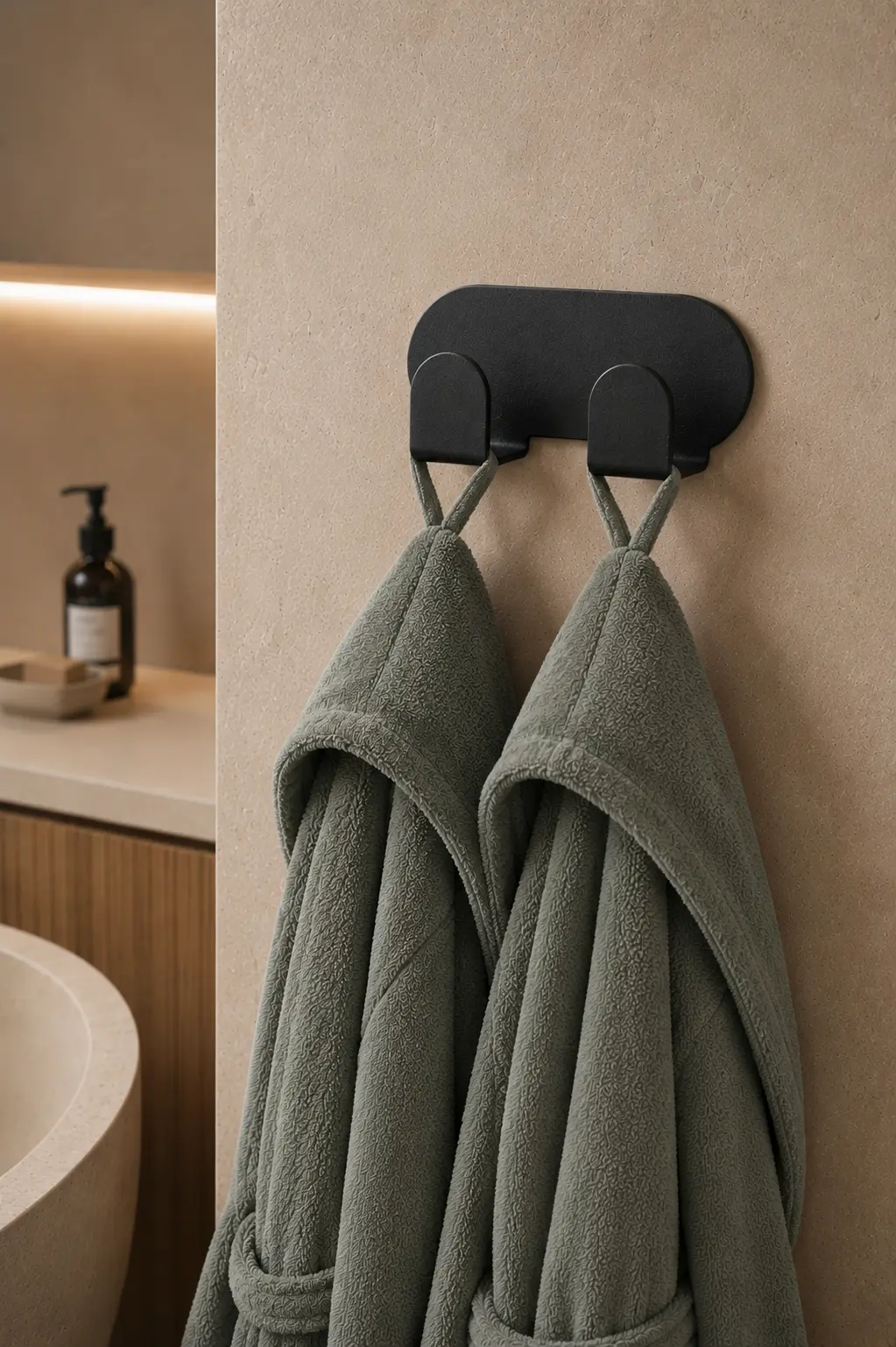 Double hook | Wall-mounted towel rack | Hook | With screws