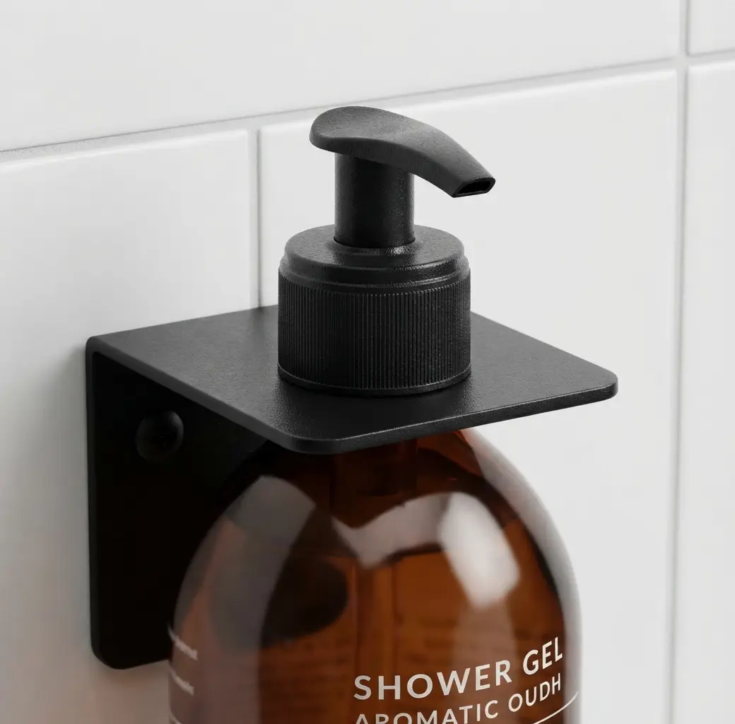 Wall-mounted bottle holder | Wall-mounted soap dispenser | Black