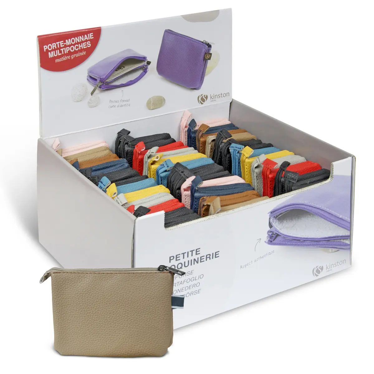 CARDBOARD DISPLAY COIN PURSE WITH DOUBLE COMPARTMENTS