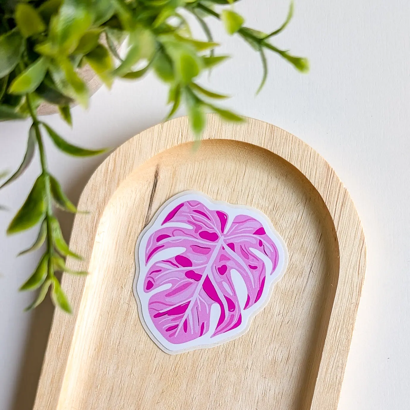 Sticker – Feuille de monstera rose