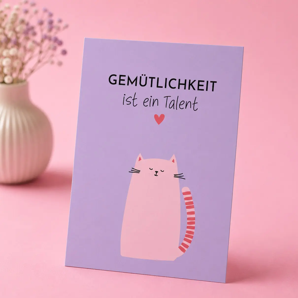 Postkarte mit Spruch „Gemütlichkeit ist ein Talent“