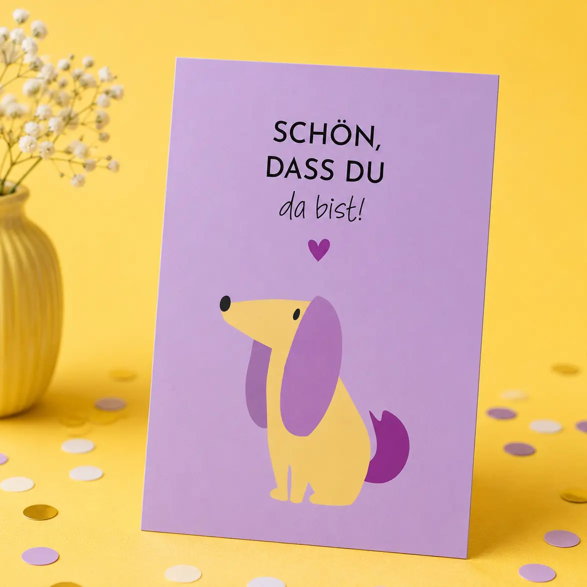 Postkarte Freundschaft – Schön, dass du da bist - Hund