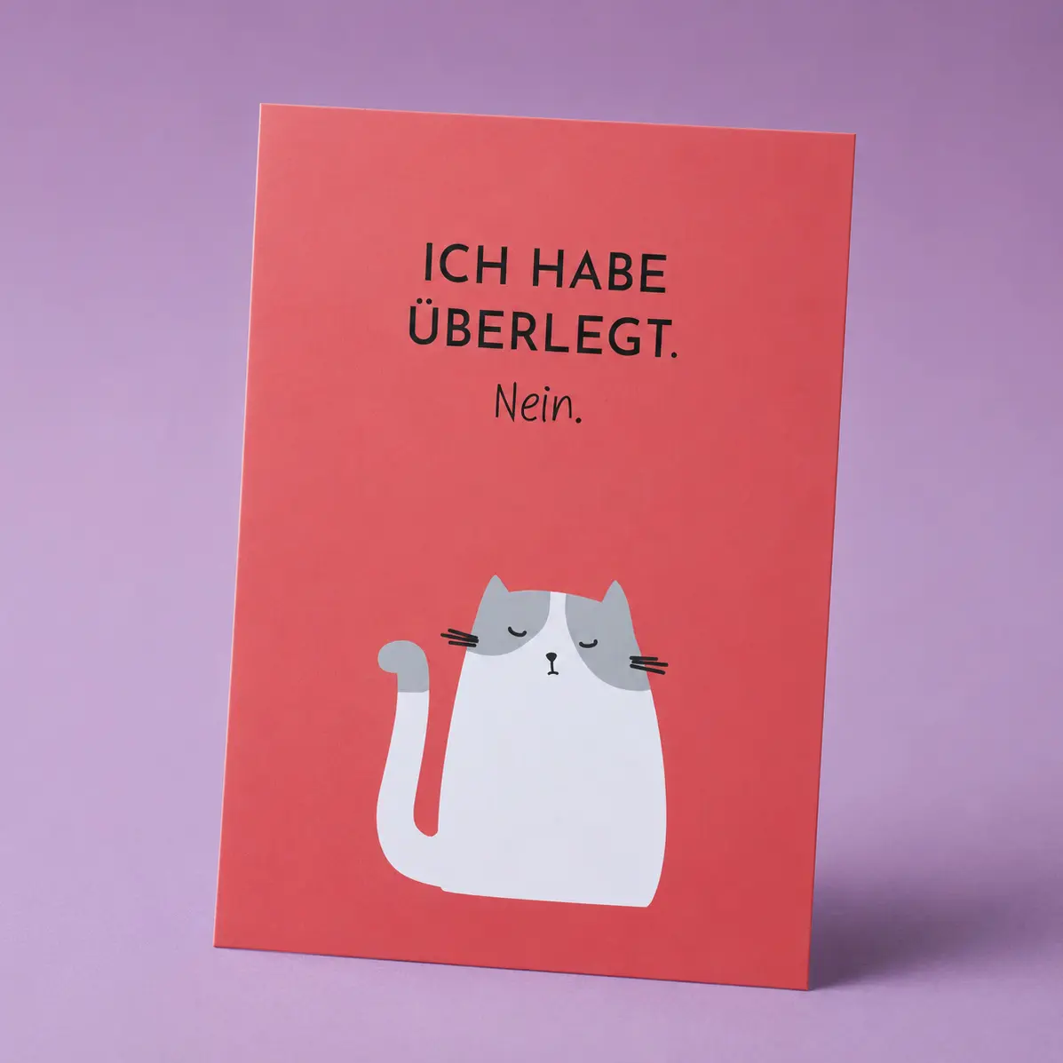 Lustige Postkarte mit Spruch „Ich habe überlegt. Nein.“