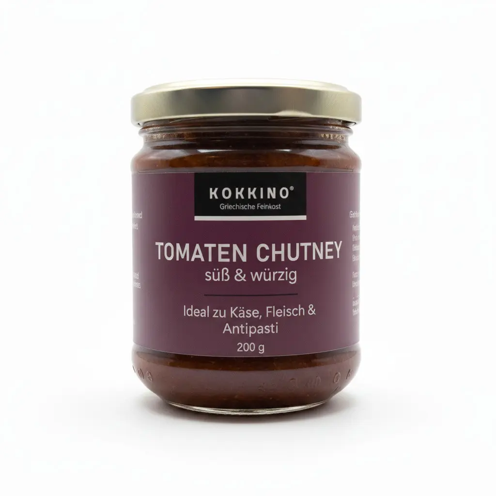 KOKKINO Tomato Chutney from Greece – fruity and spicy, 200 g Ingredients list