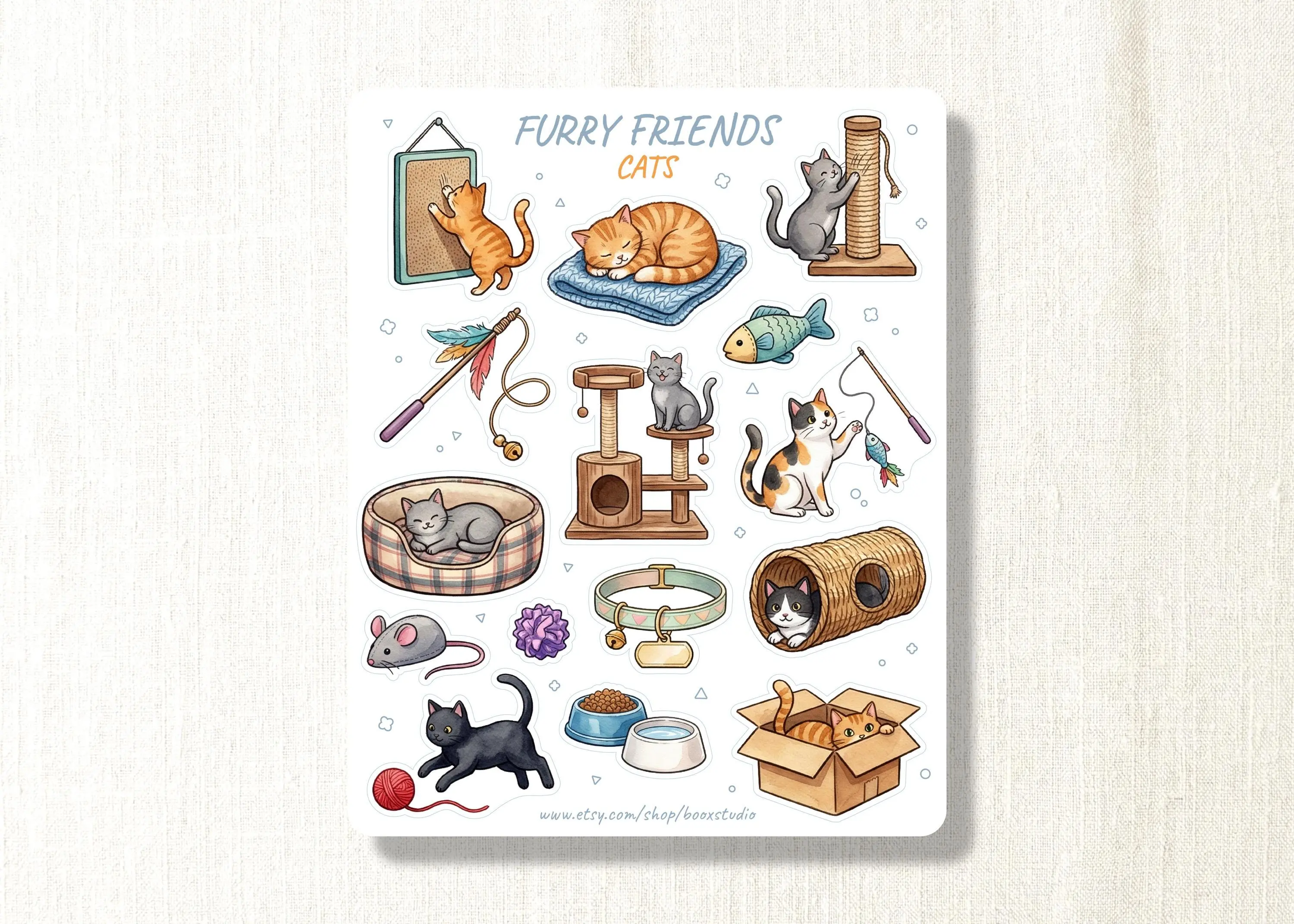 Sticker Sheet - Cats | Stickers for Journal | Pet, Cat Toys