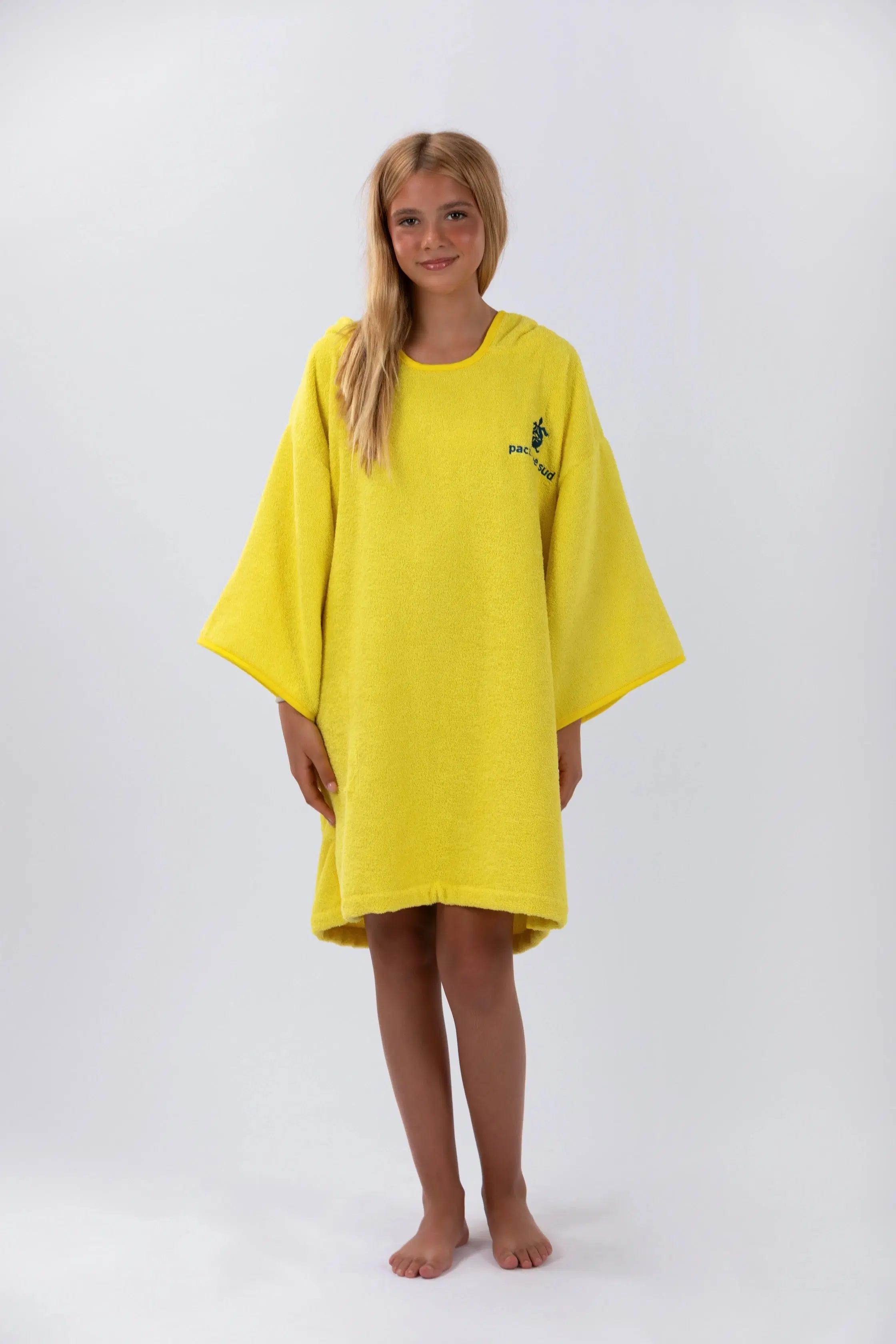 Poncho Surf Kids - Amarelo - Algodão - Com mangas