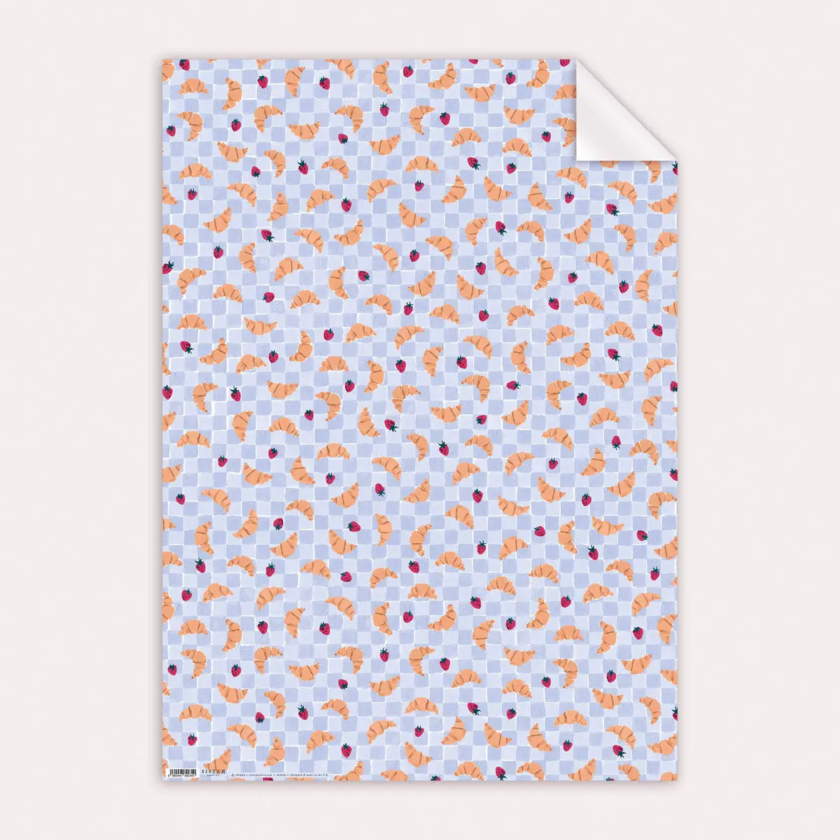 Croissant Cafe Gift Wrap | Croissants Wrapping Paper Sheets