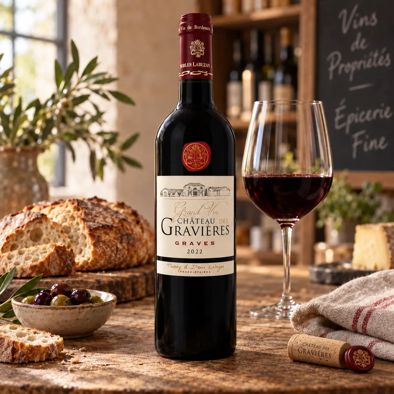 Vin rouge - Château des Gravières, Graves rouge 2022 (médaille d'or)