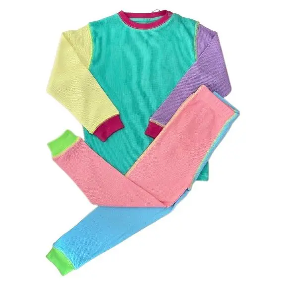 Completo in cotone biologico a nido d'ape stile neon anni '90