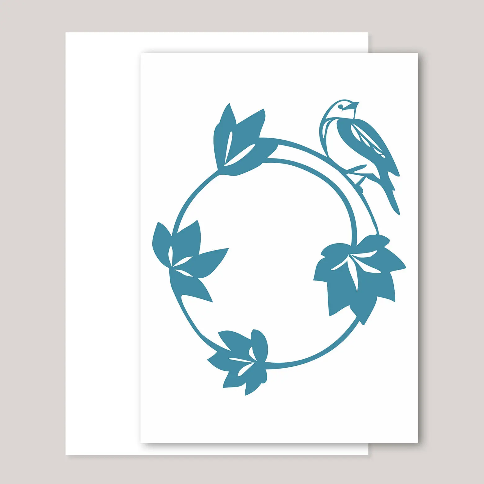 Carte de vœux « Couronne d'oiseaux turquoise »