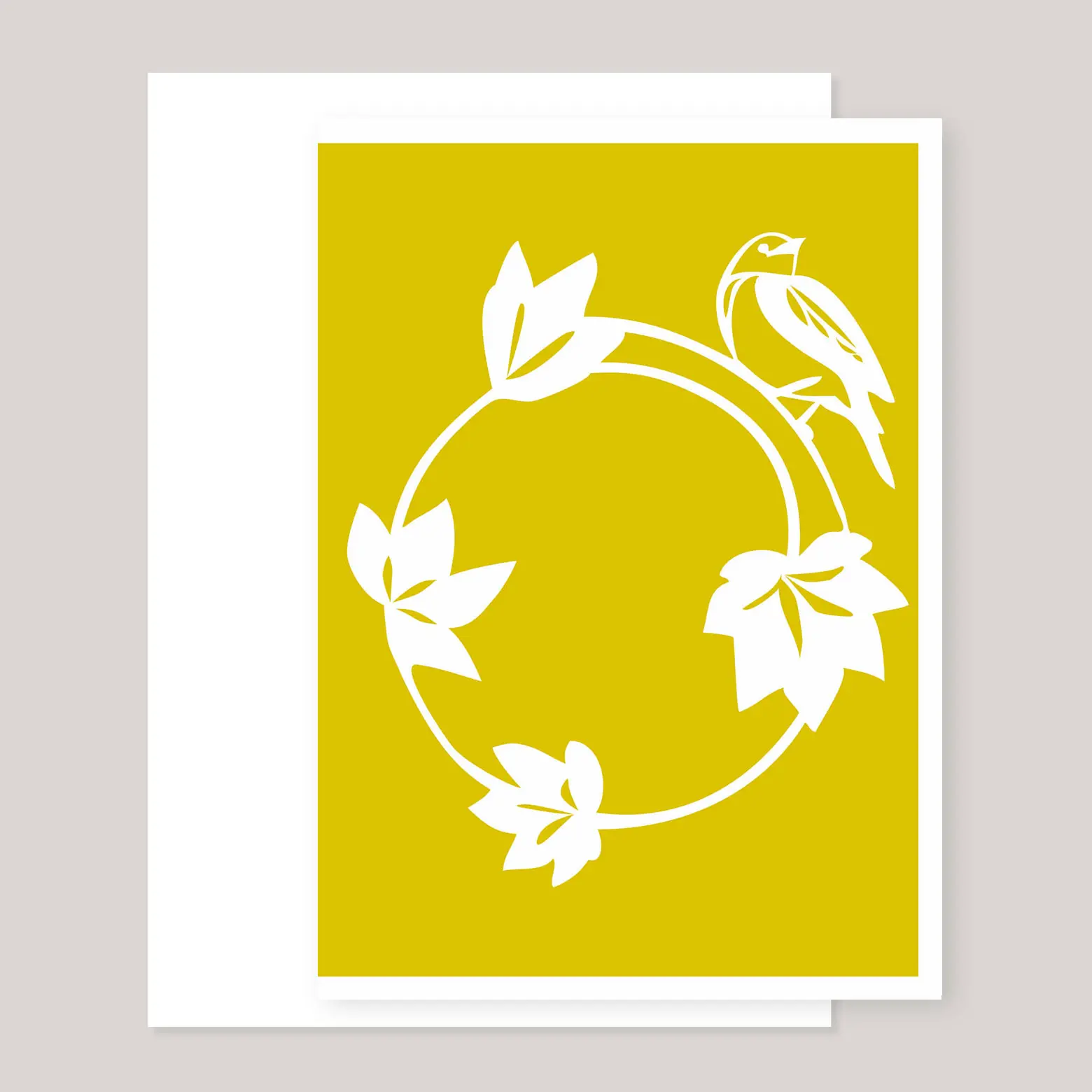 Carte de vœux »Couronne d'oiseaux-jaune-inv.«