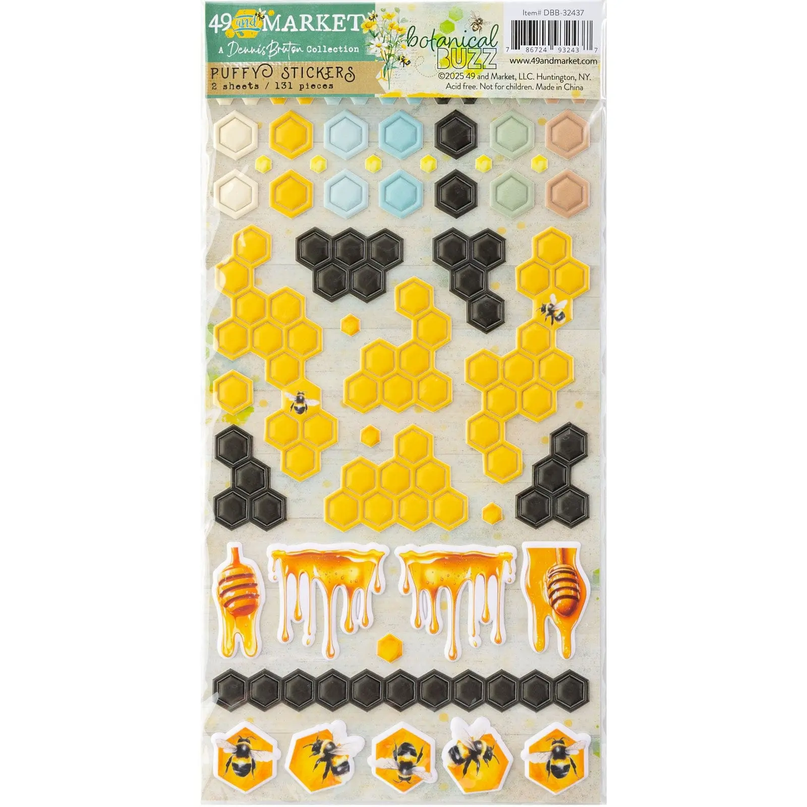 49 And Market Botanical Buzz - Puffy Stickers - DBB-32437