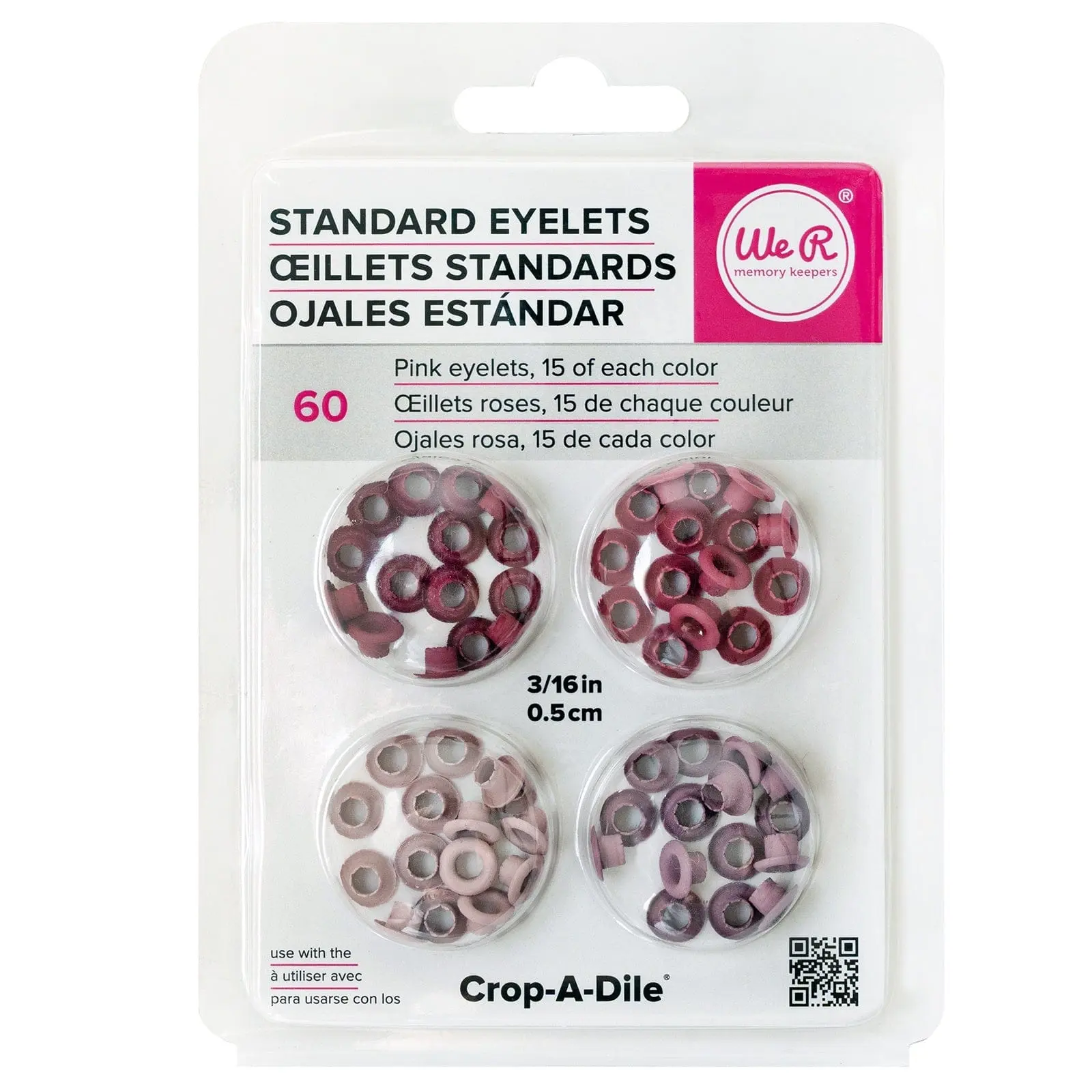We R Makers - Standard Size Eyelets & Washers - Pink (60 Pack)