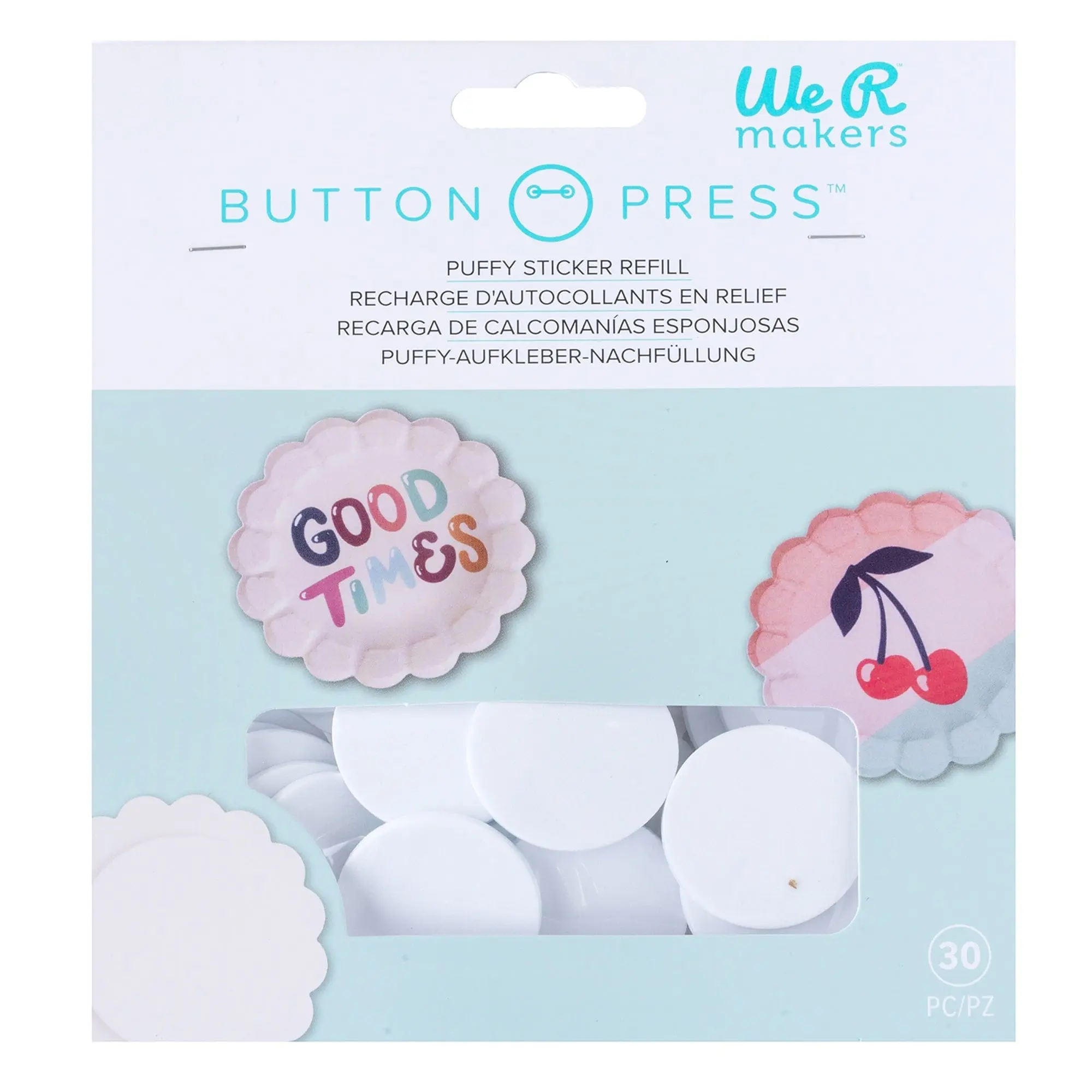 We R Makers - Scallop Circle Button Puffy Sticker Refill - 30 Pack