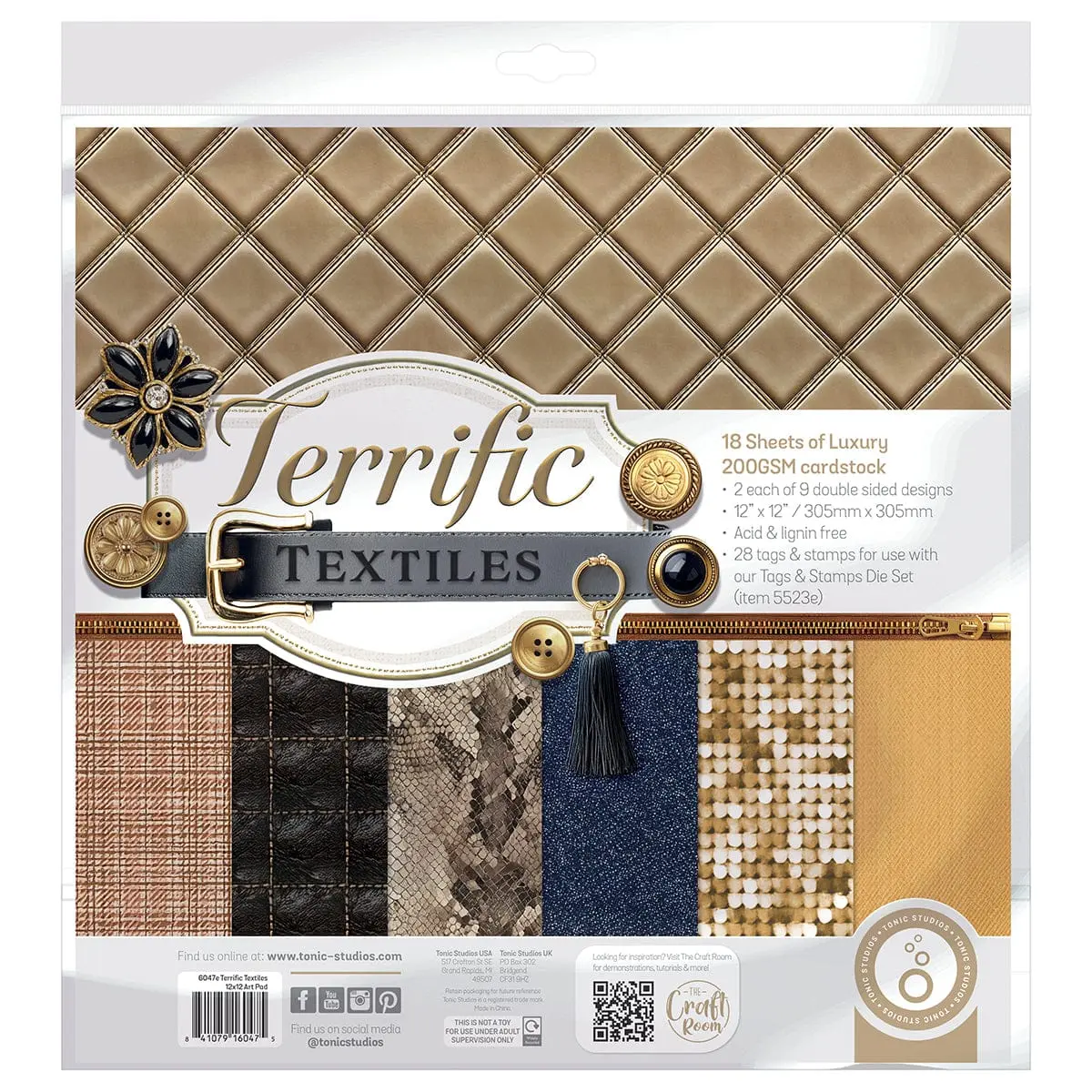Terrific Textiles - 12" x 12" Patterned Paper Pad - 6047e