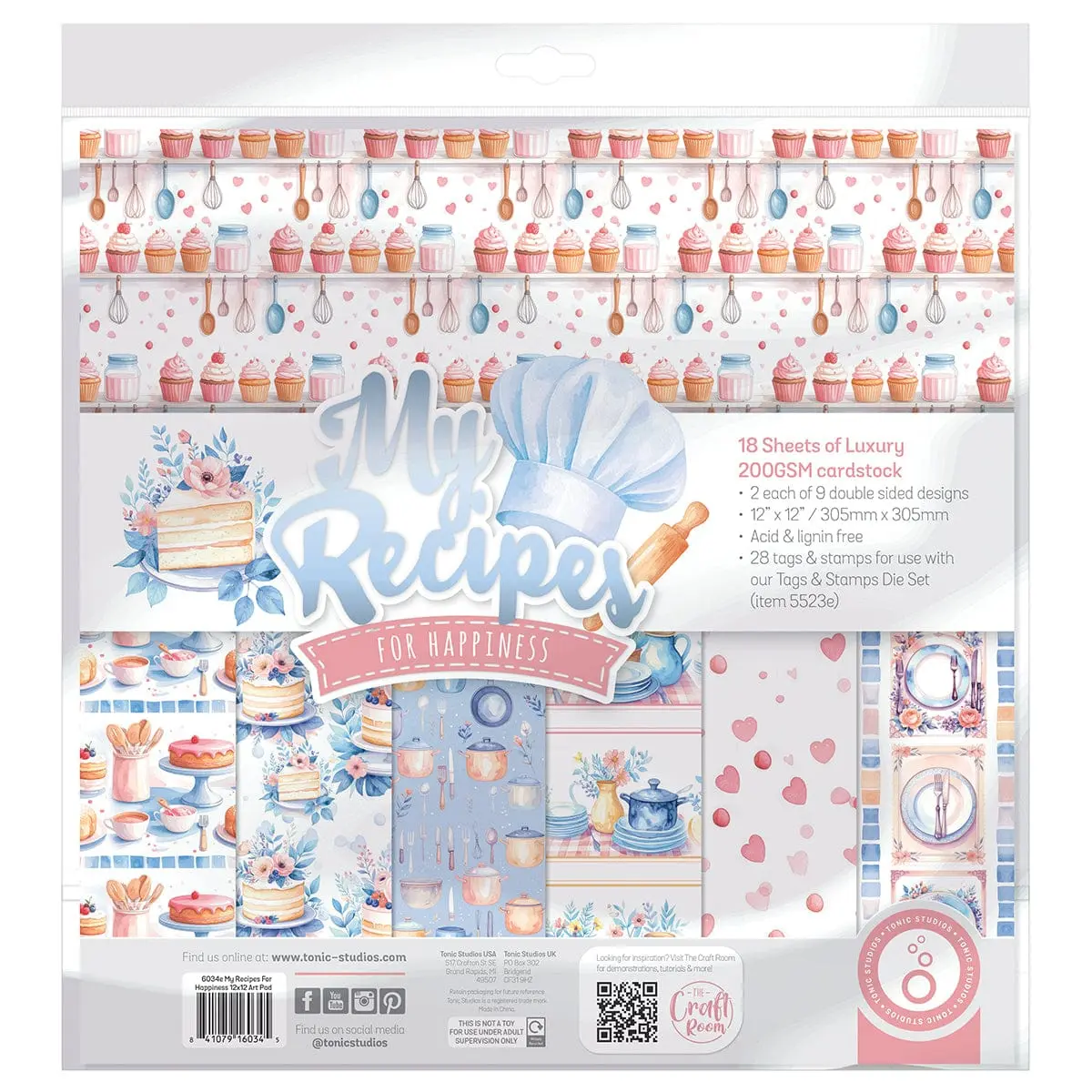 My Recipes For Happiness 12" x 12" Patterned Paper Pad - 6034E