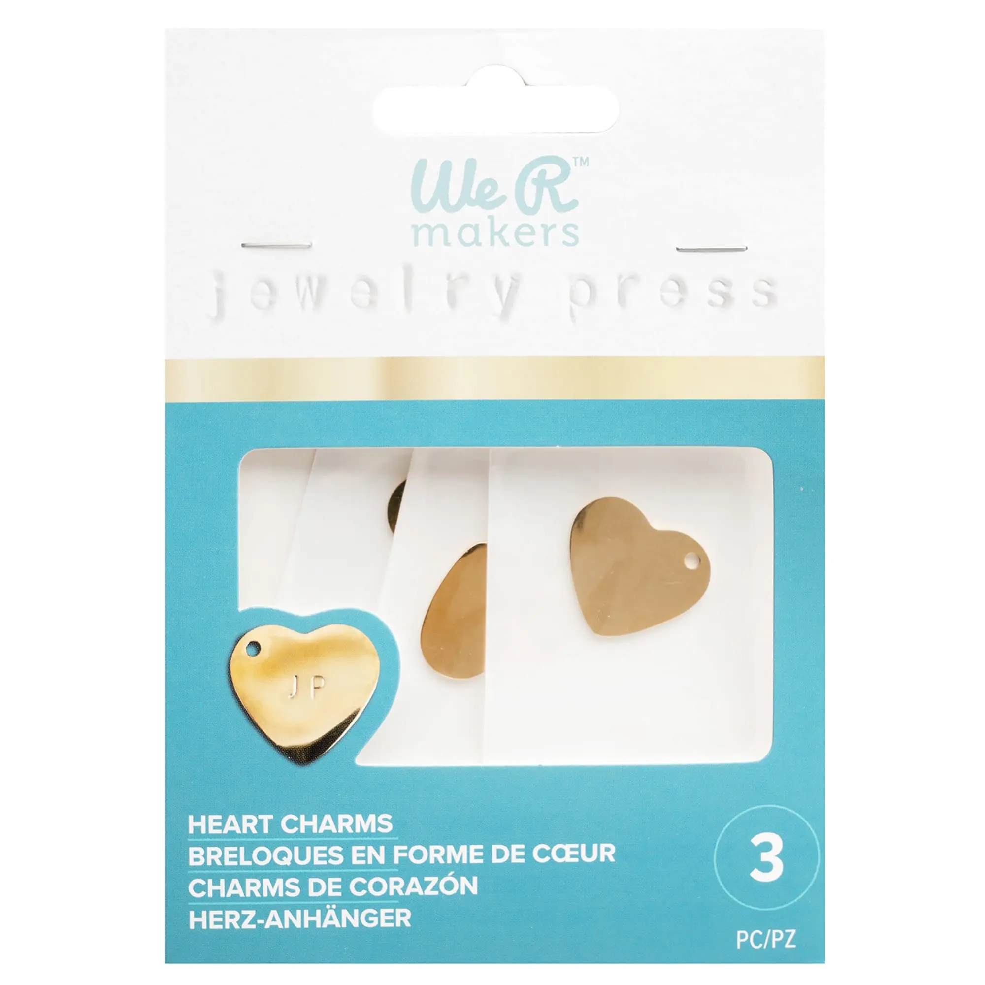 We R Makers – Jewelry Press Stainless Steel Hearts Charms – 3 Pack