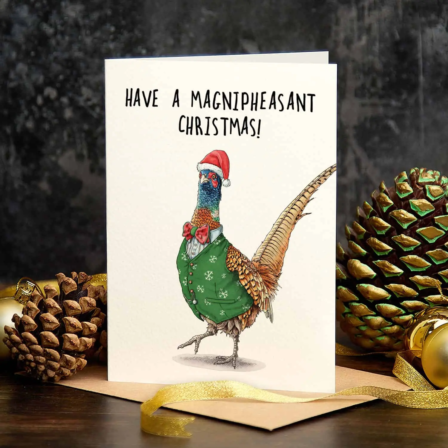 Weihnachtskarte mit Prachtfeasant